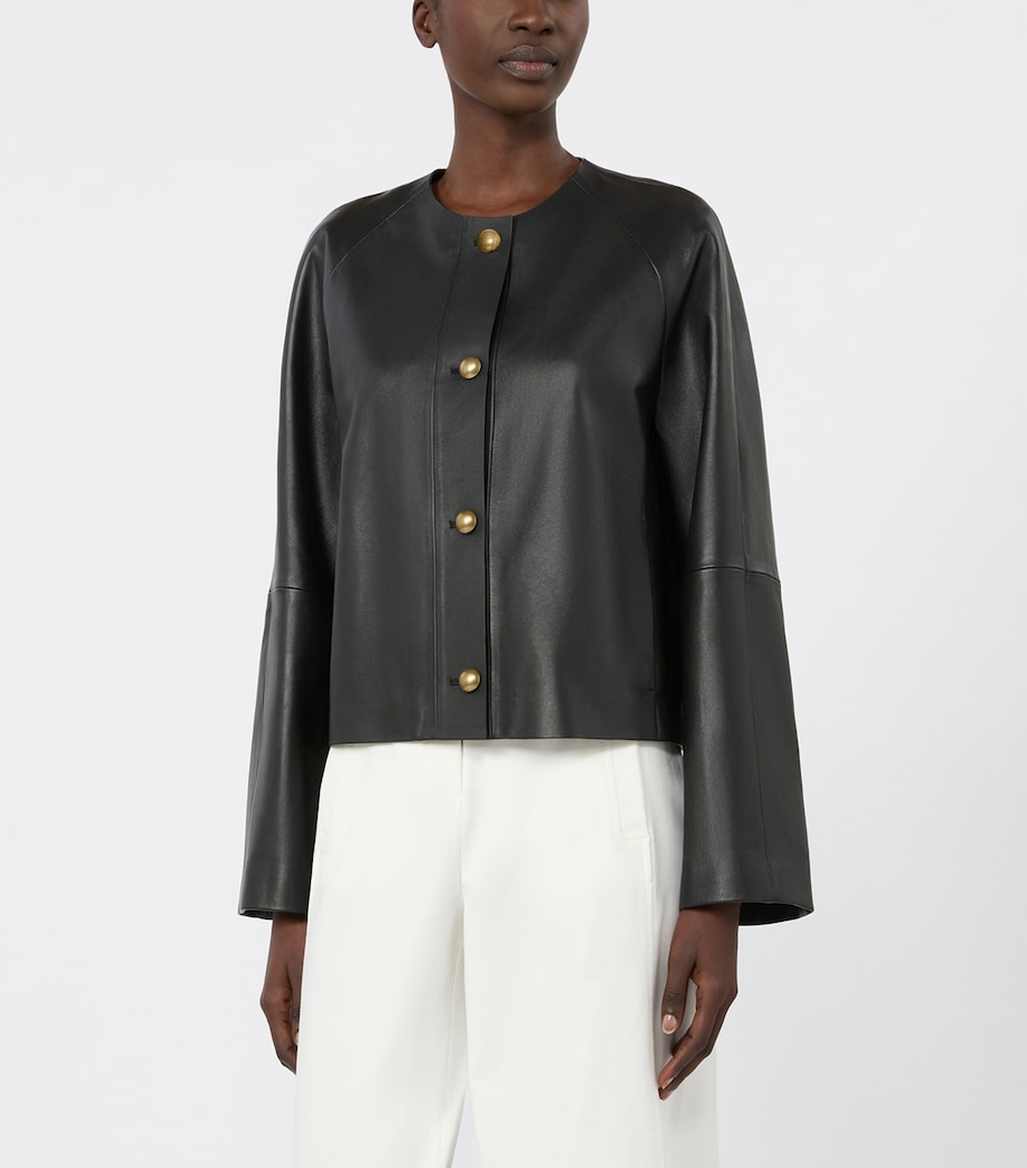 Max Mara Womens Leather Jacket Black Image 3