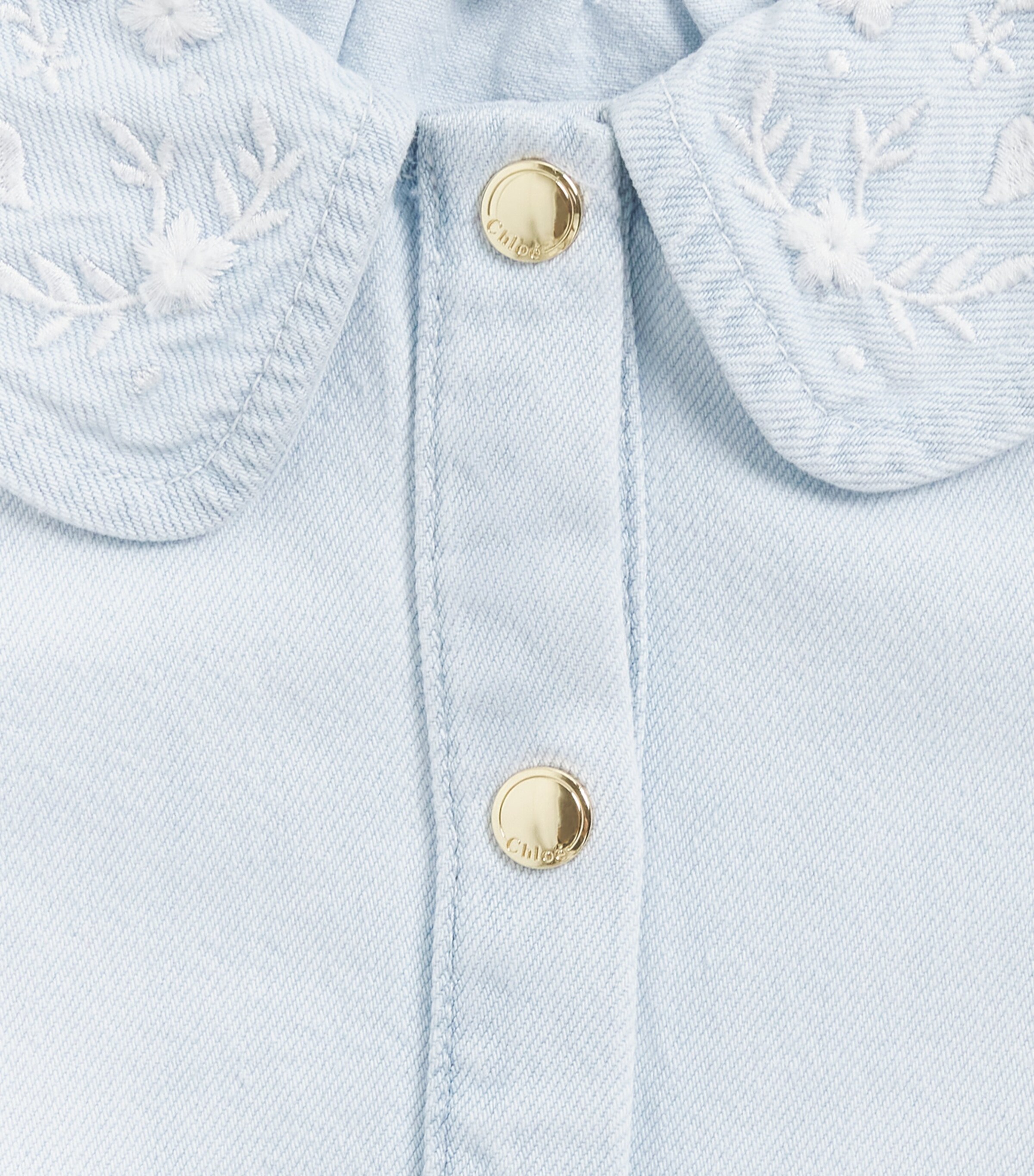 Chloé Kids Denim Embroidered Top (18 Months-3 Years) Image 3