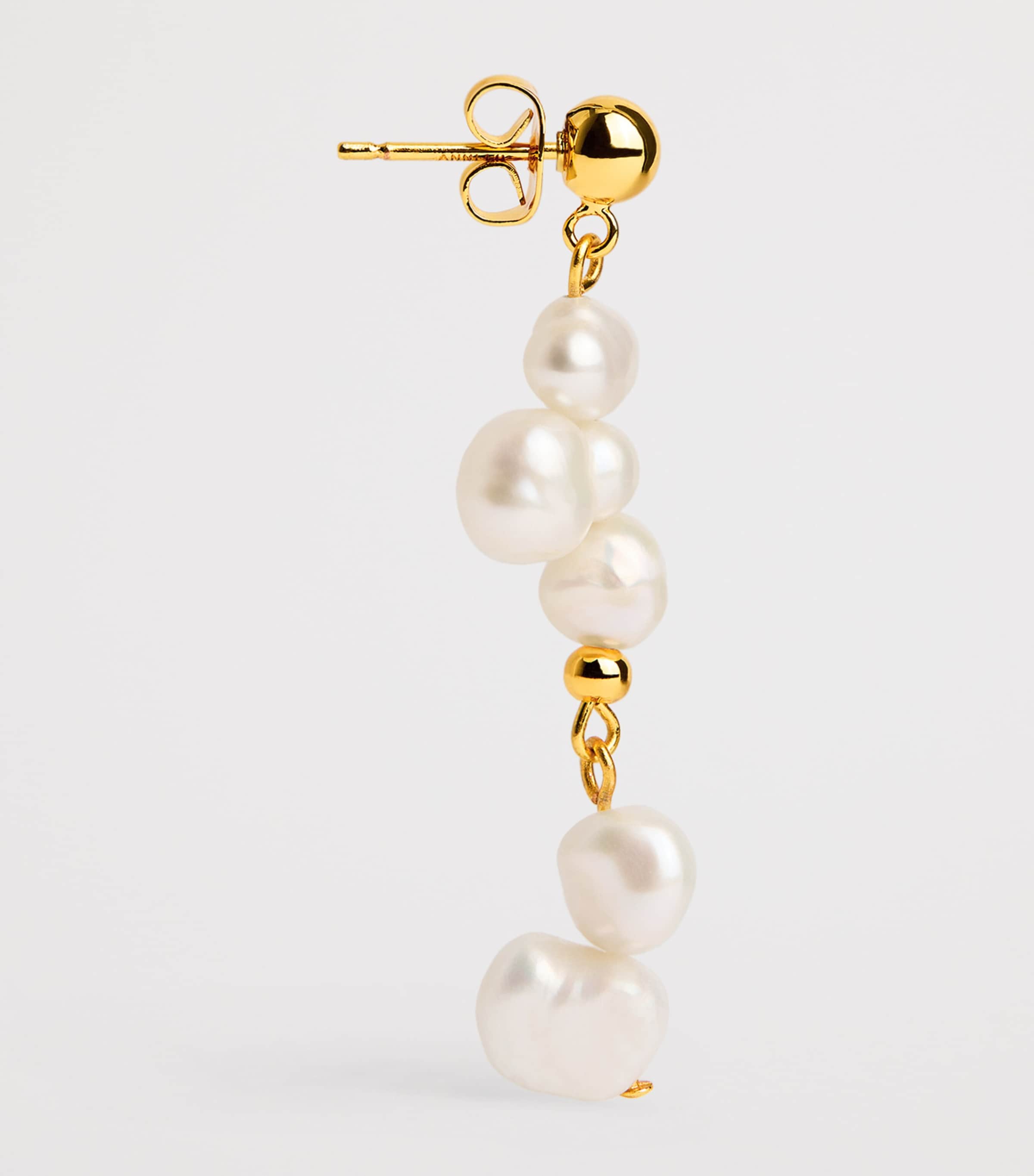 Gold-Plated Pearly Drop Earrings PEARL Image 4