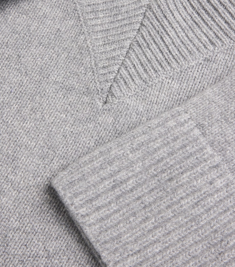 Wool-Cashmere Gazette Puzzle Sweater HEATHER GREY Image 5