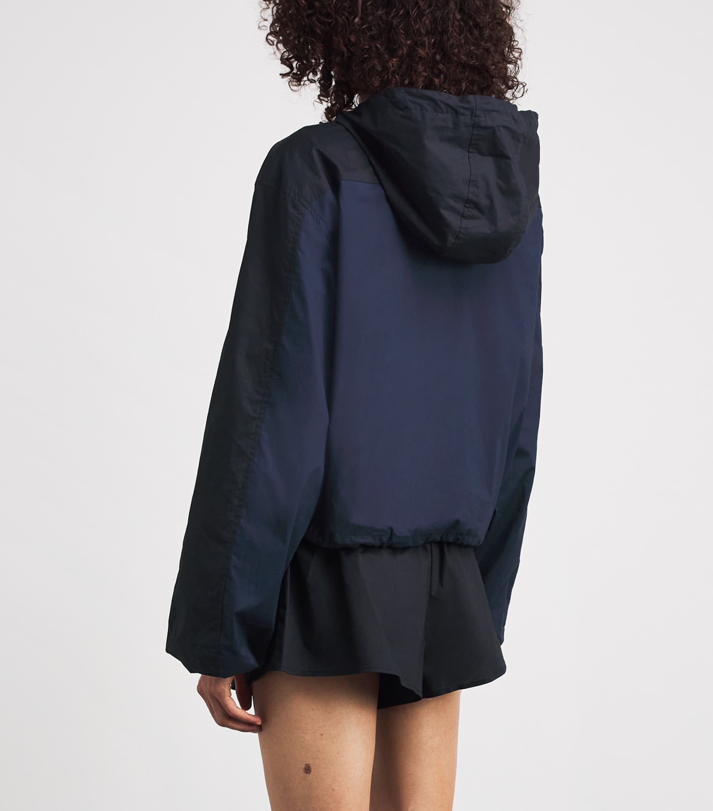 Skims Womens Woven Cotton Half-Zip Hoodie Navy Image 5