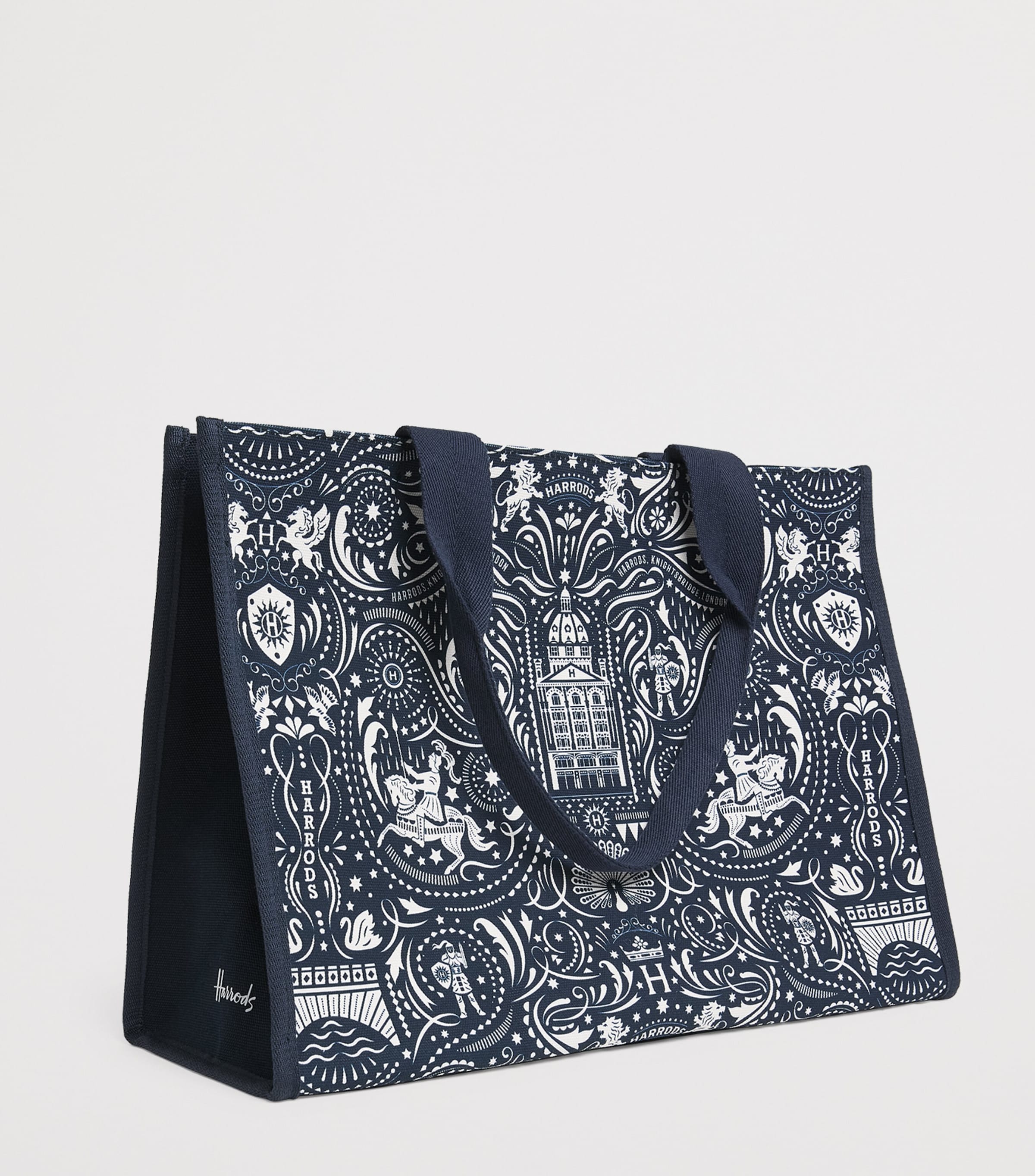 Harrods Medium Knights of Brompton Tote Bag Multi Print Image 2