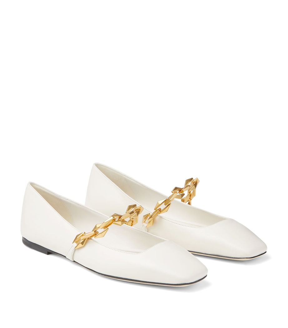 Diamond Tilda Leather Flats LATTE Image 4