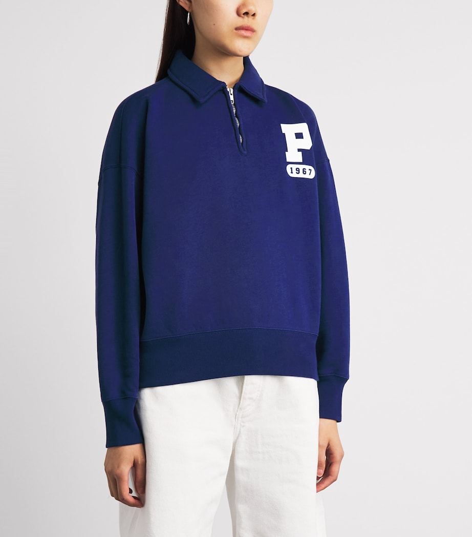 Polo Ralph Lauren Womens Quarter-Zip Sweatshirt Fall Royal Image 4