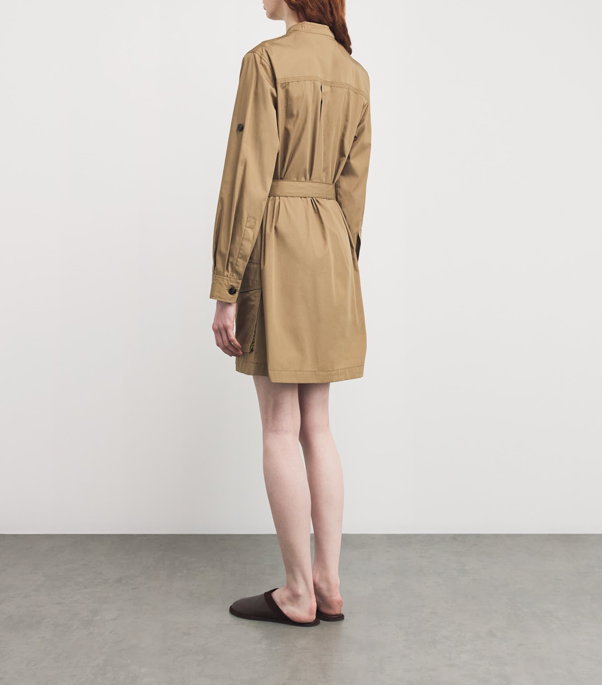 MAX&Co. Womens Cotton Poplin Utility Mini Dress Sand Image 3