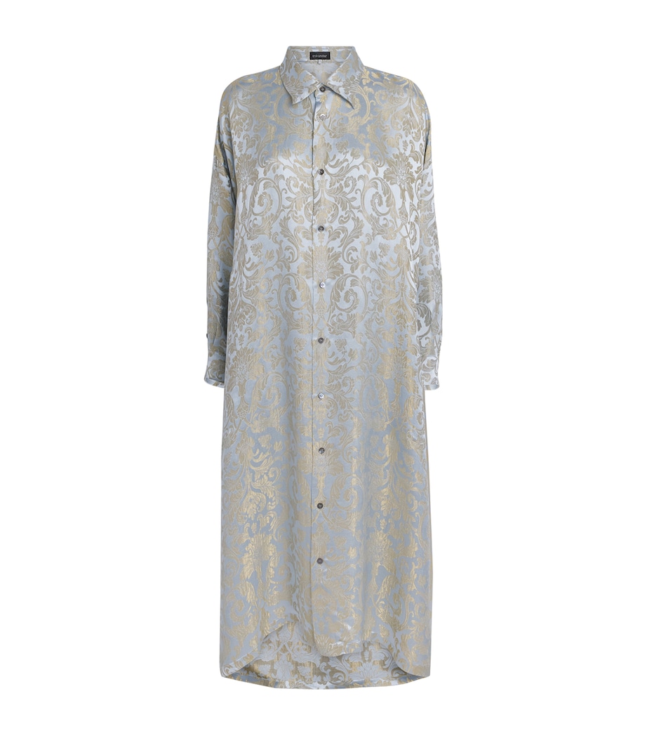 Eskandar Womens Wide A-Line Midi Shirt Dress Brgtnbl Image 1