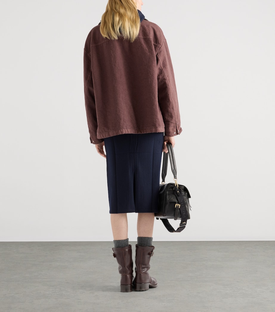 Cotton Canvas Leather-Trim Caban Jacket F0403 Image 5