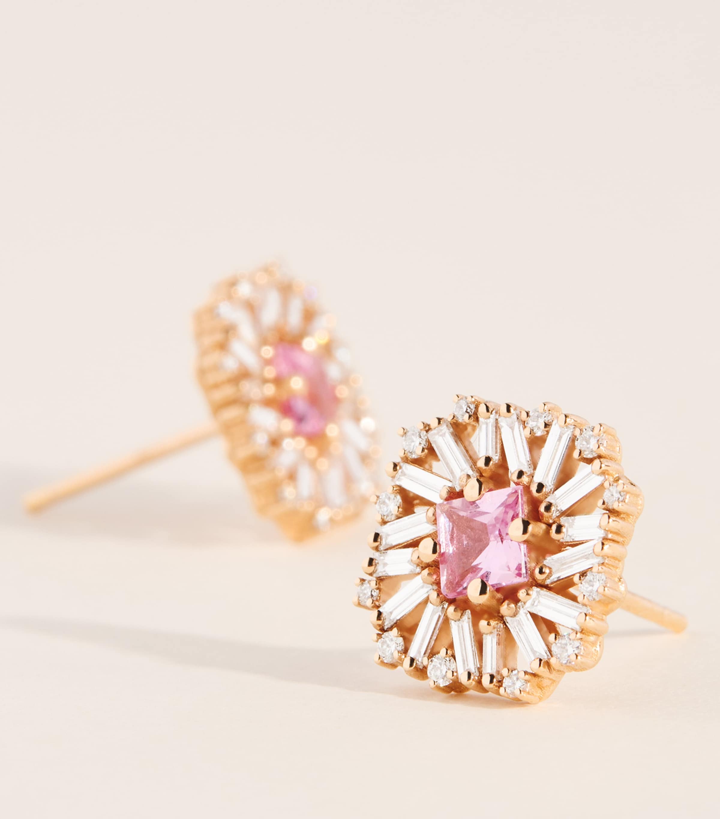 Suzanne Kalan Rose Gold, Pink Sapphire and Diamond Flower Stud Earrings Rg/p Image 4
