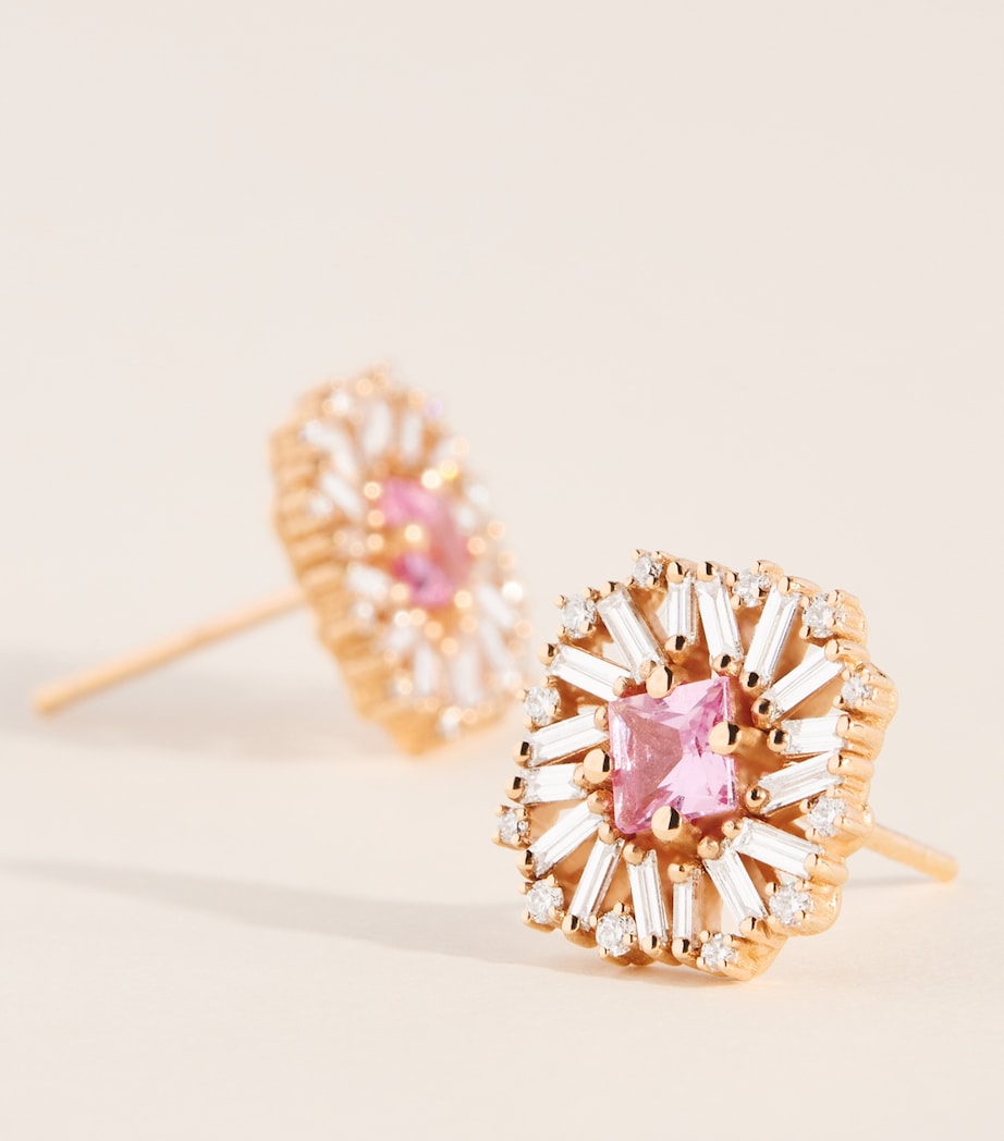Suzanne Kalan Rose Gold, Pink Sapphire and Diamond Flower Stud Earrings Rg/p Image 4
