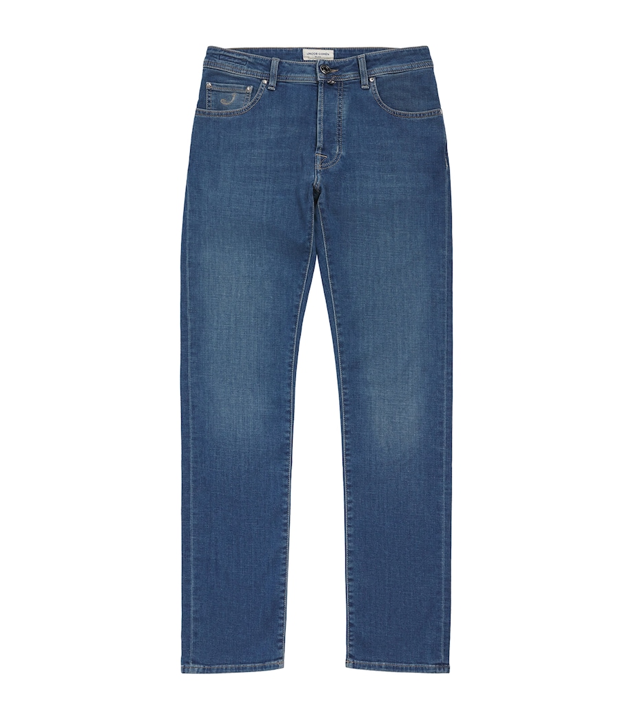 JACOB COHËN Mens Limited Edition Pony Hair-Patch Bard Tapered Jeans Medium Blue Image 1