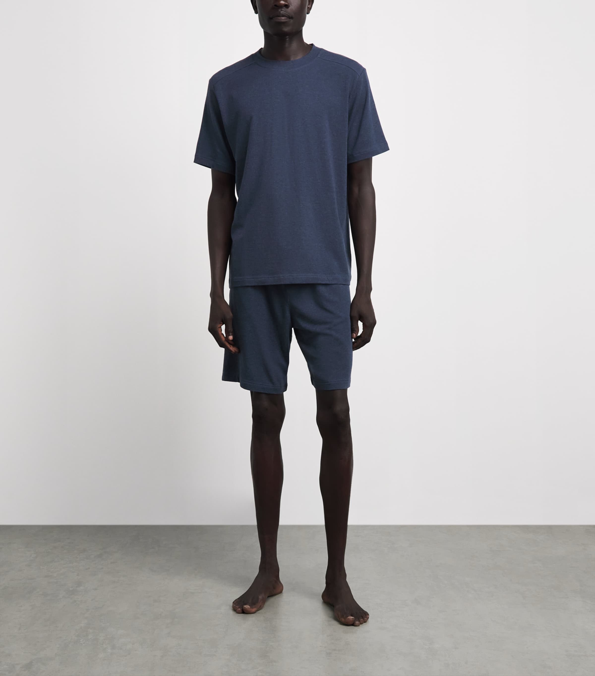 Zimmerli Mens Soft Lounge Pyjama Shorts Blue Melange Image 2