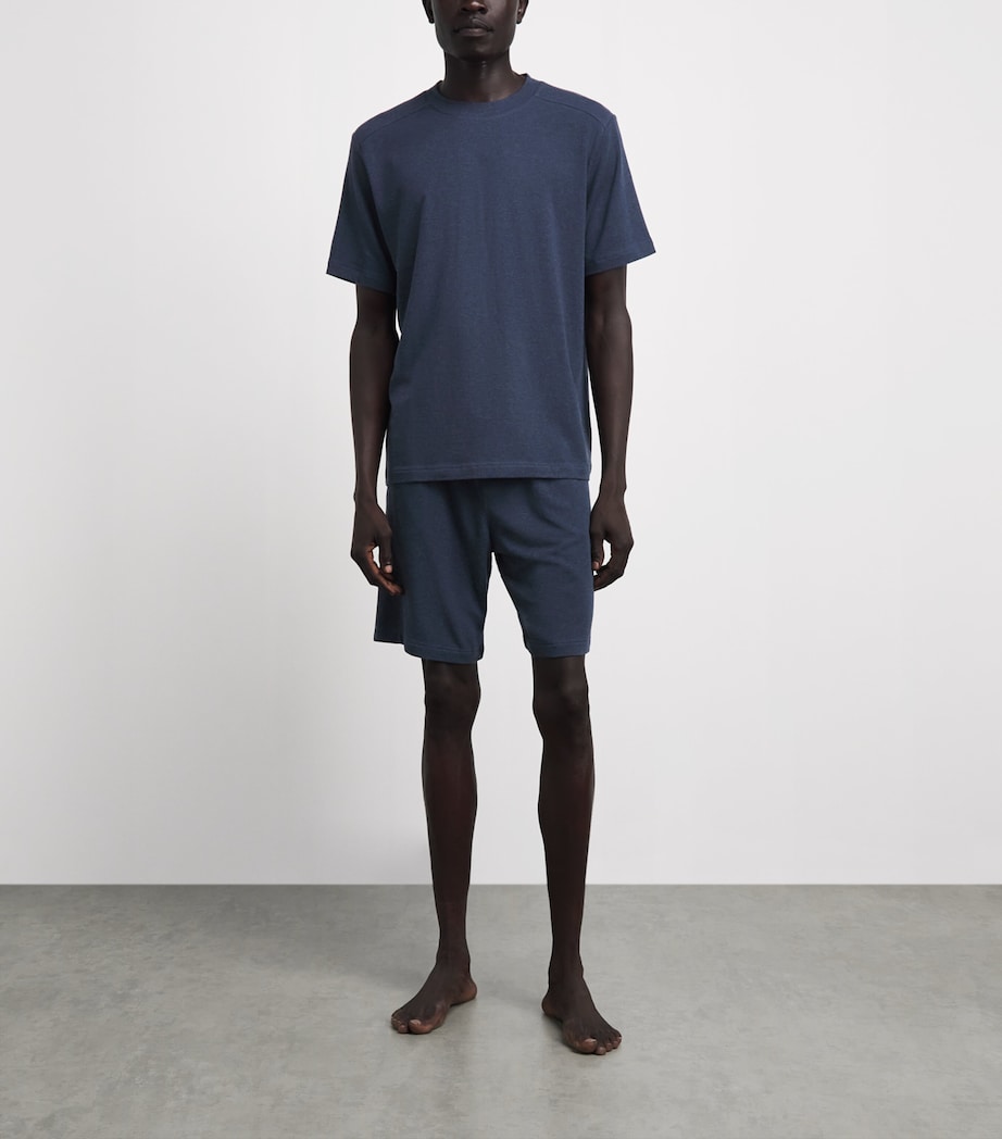 Zimmerli Mens Soft Lounge Pyjama Shorts Blue Melange Image 2