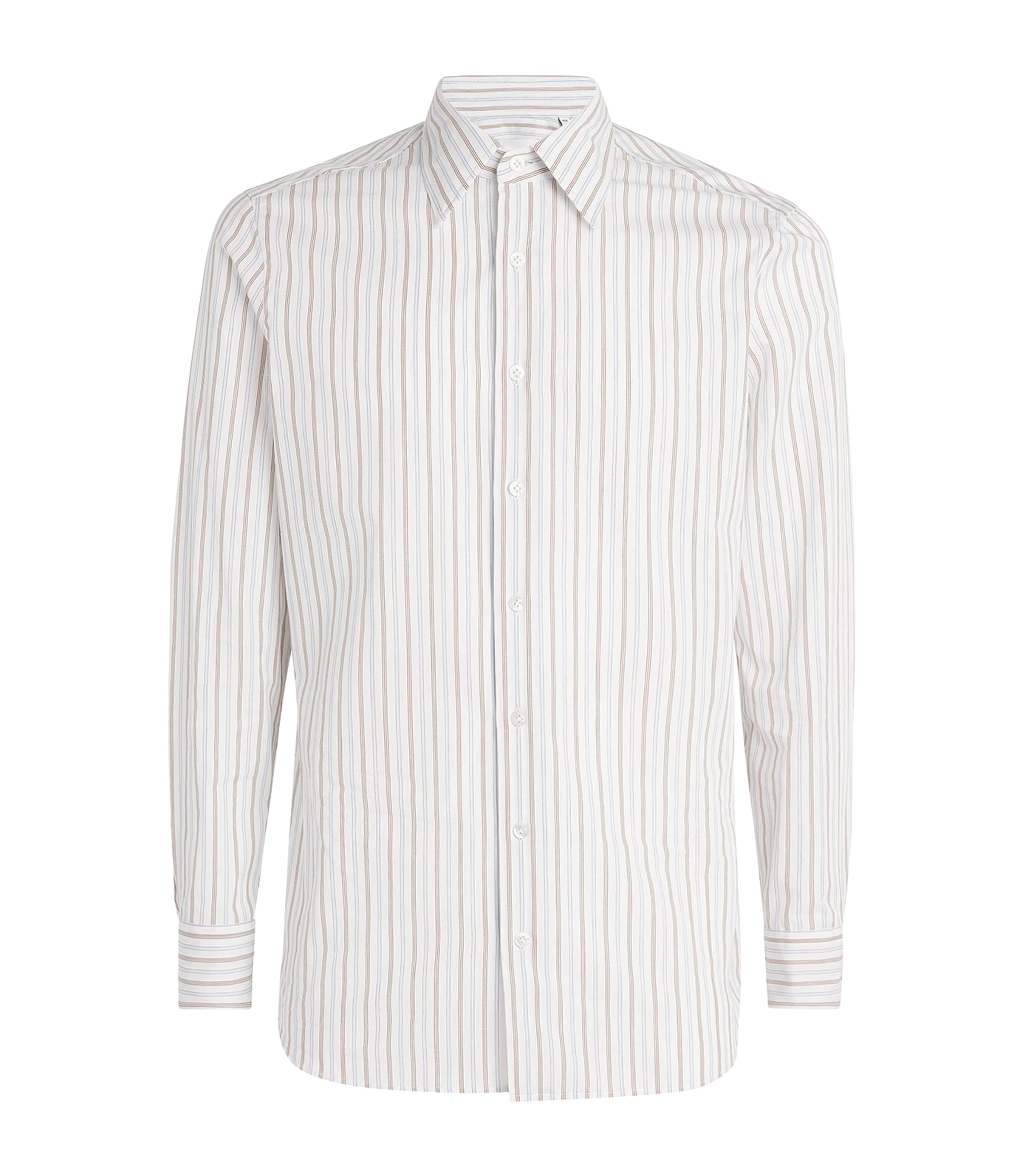 Lardini Mens Cotton Stripe Shirt Stripes Brown Image 1