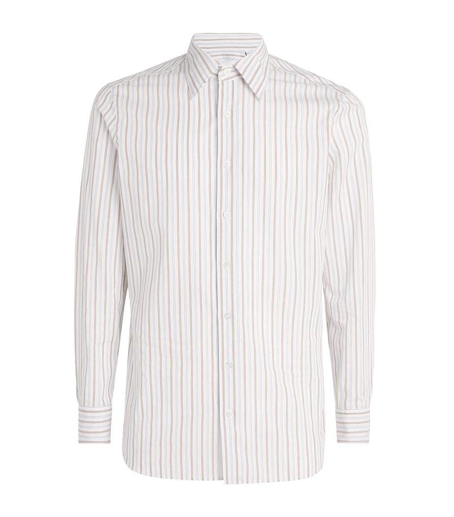 Lardini Mens Cotton Stripe Shirt Stripes Brown Image 1