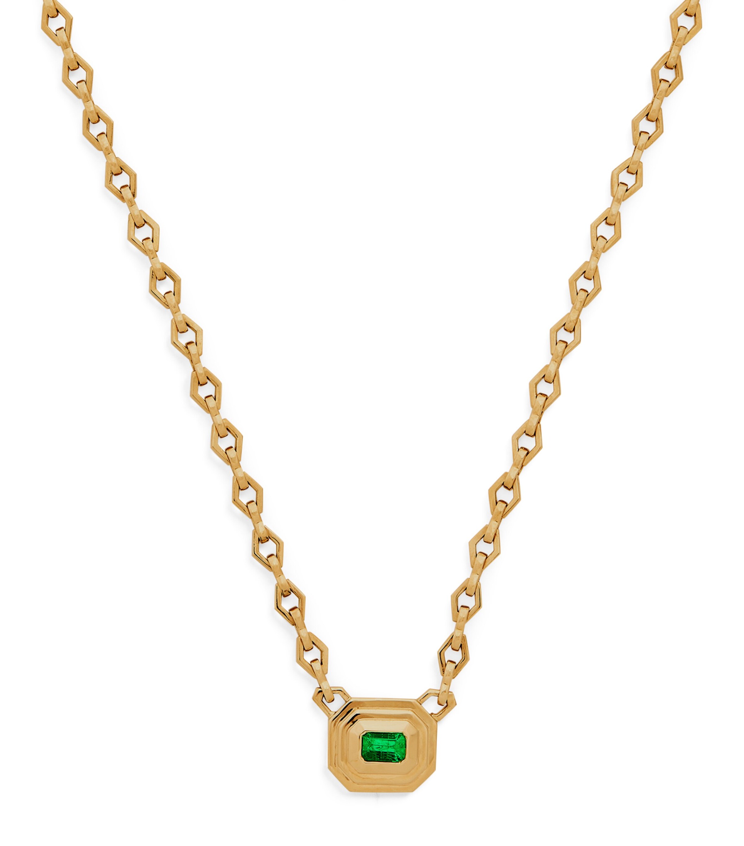 Azlee Yellow Gold and Emerald Staircase Necklace Yellow Gold Image 1