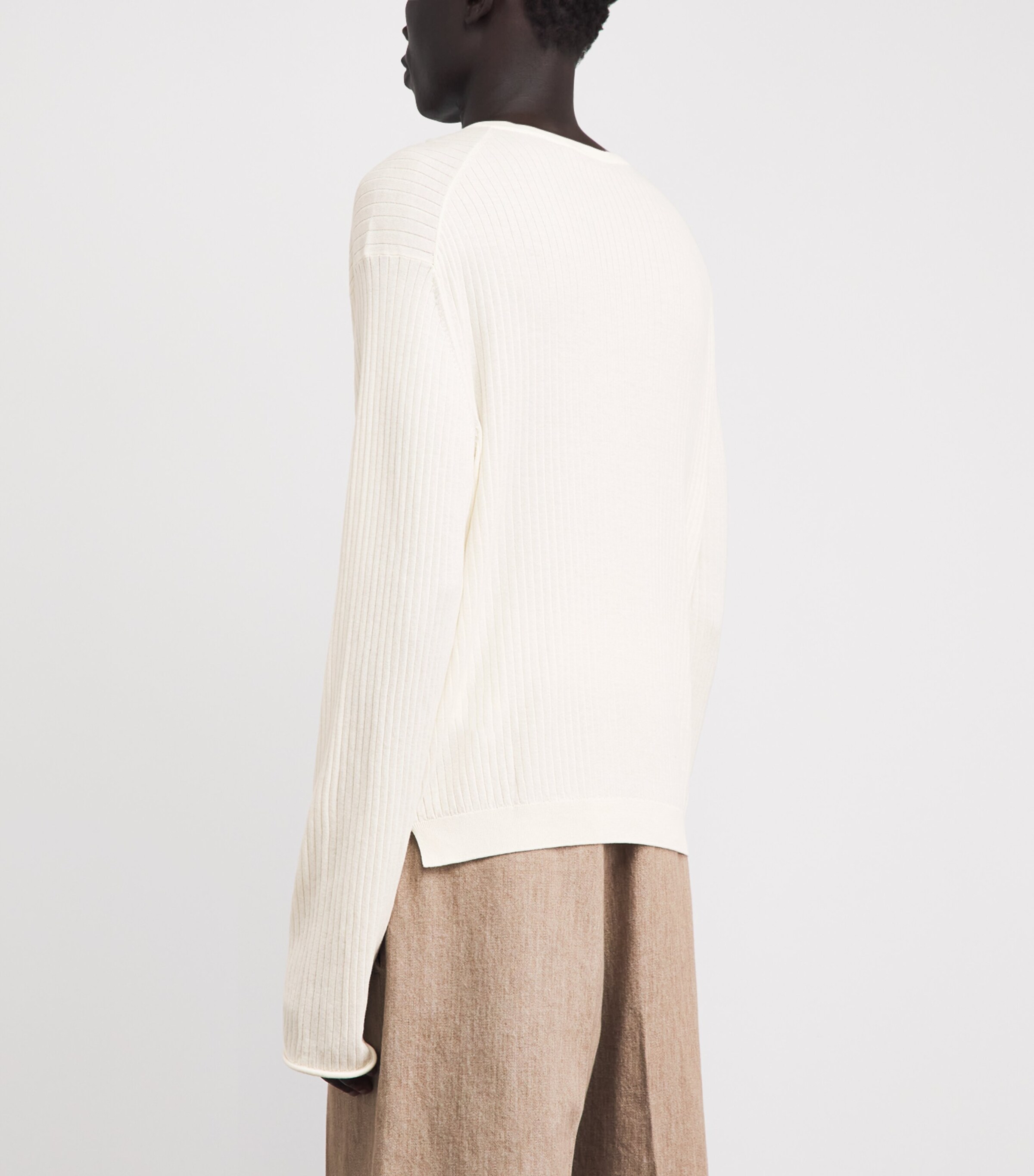 Our Legacy Mens Cotton Ribbed Henley Top Ivory Image 5