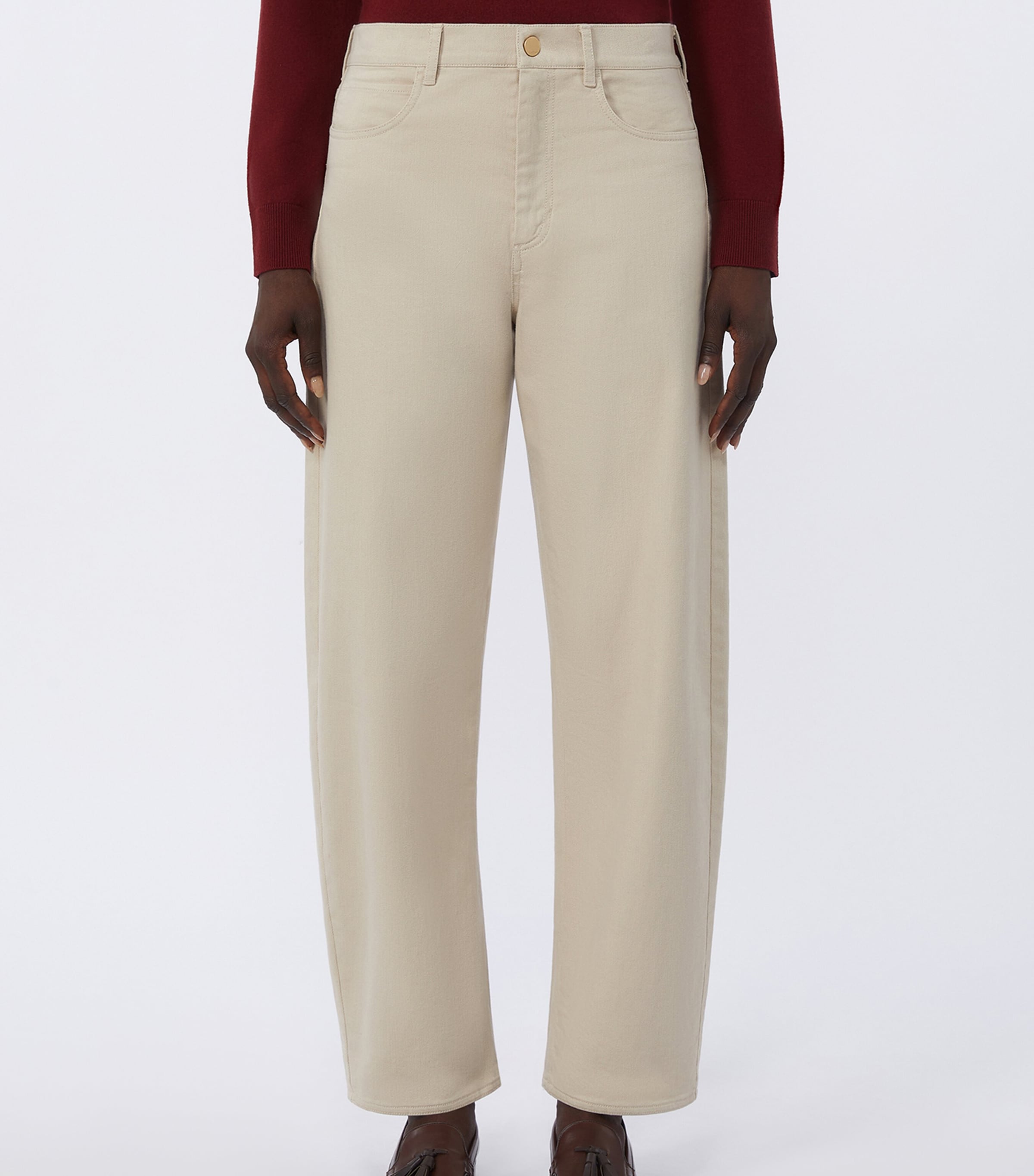 Max Mara Womens Bull Barrel-Leg Jeans Natural Image 3