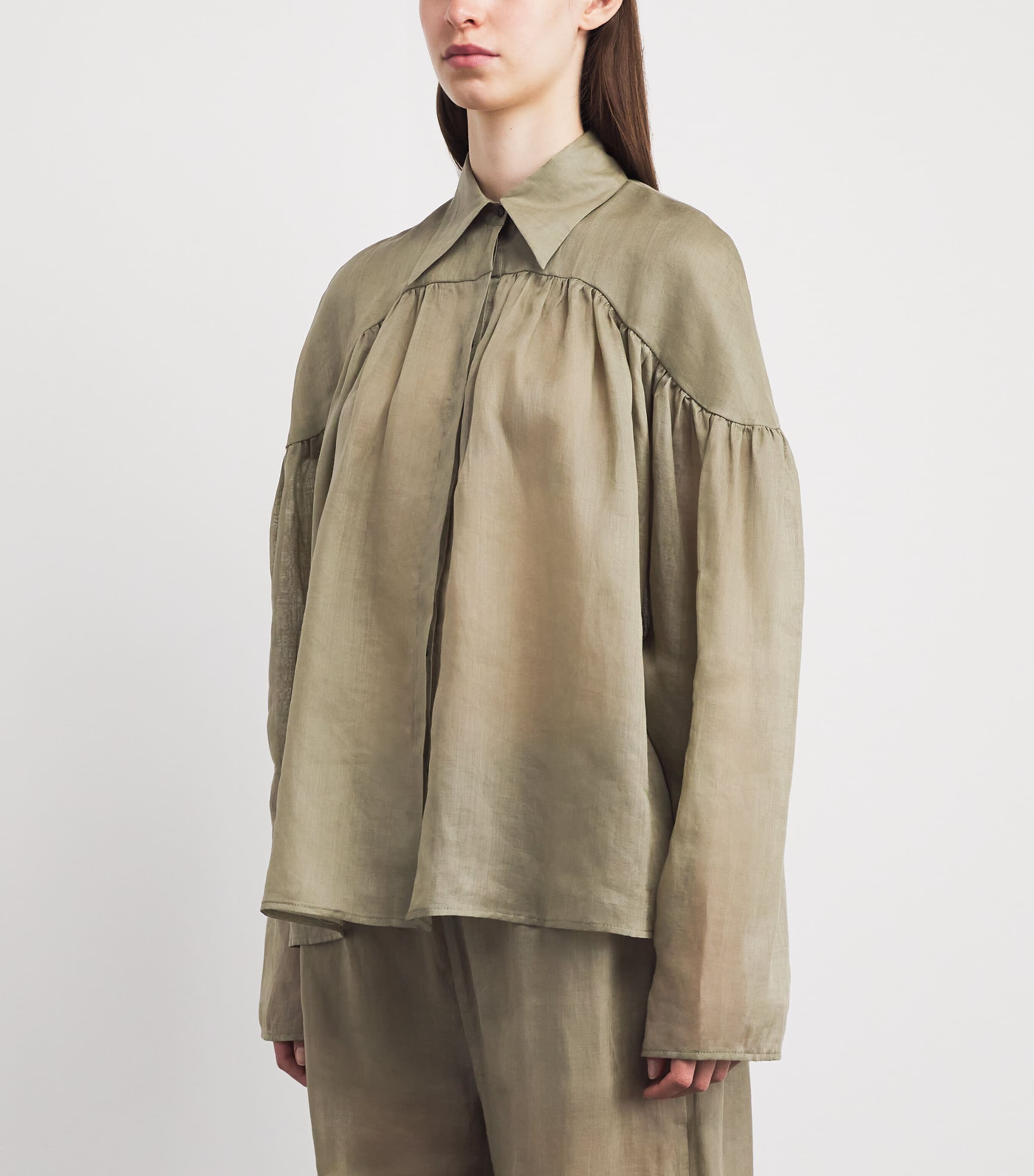 BITE Studios Womens Long-Sleeve Ruffled Blouse Nettle Image 4