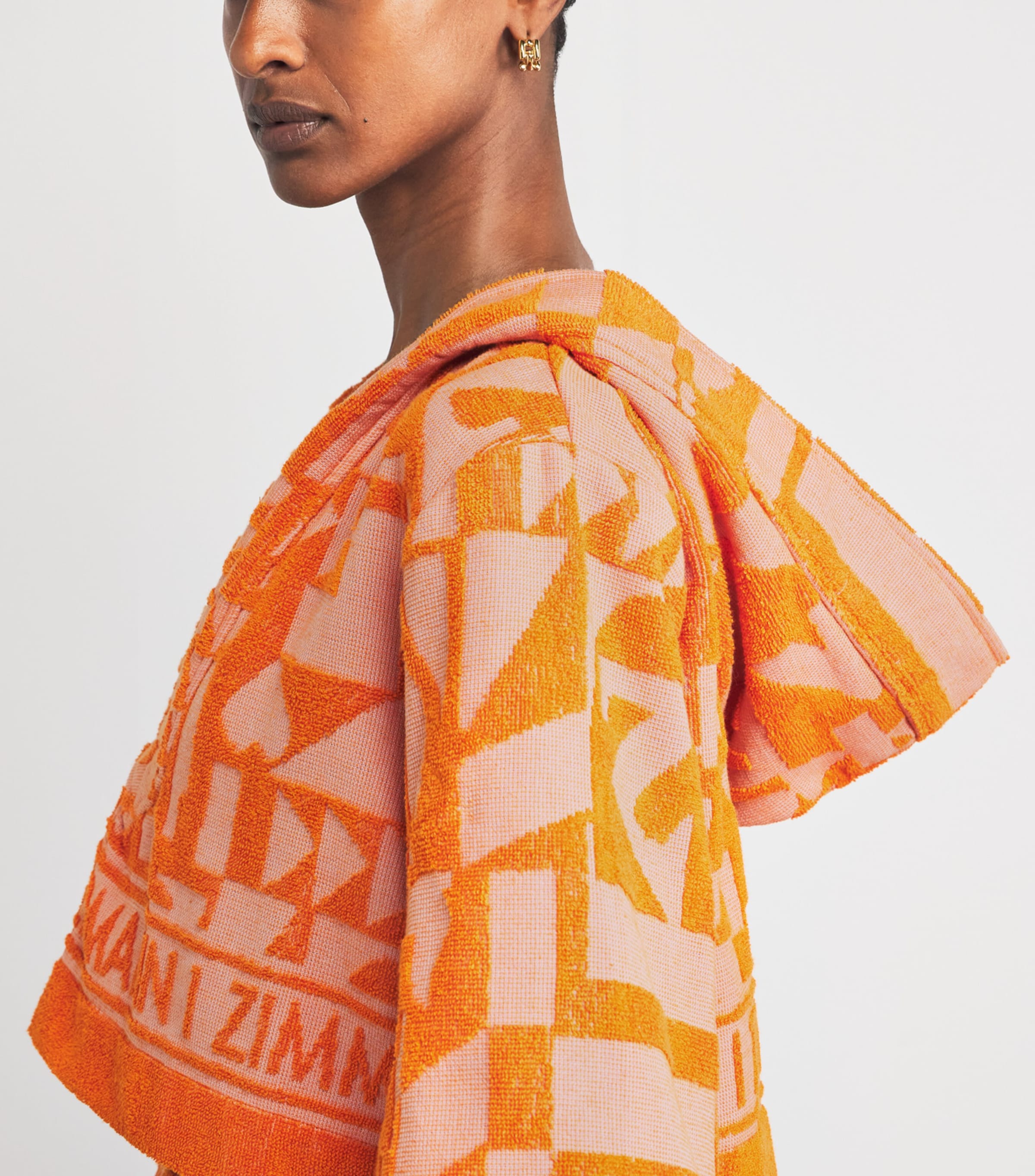 Zimmermann Womens Terry Solstice Crop Top Orange Pink Image 3