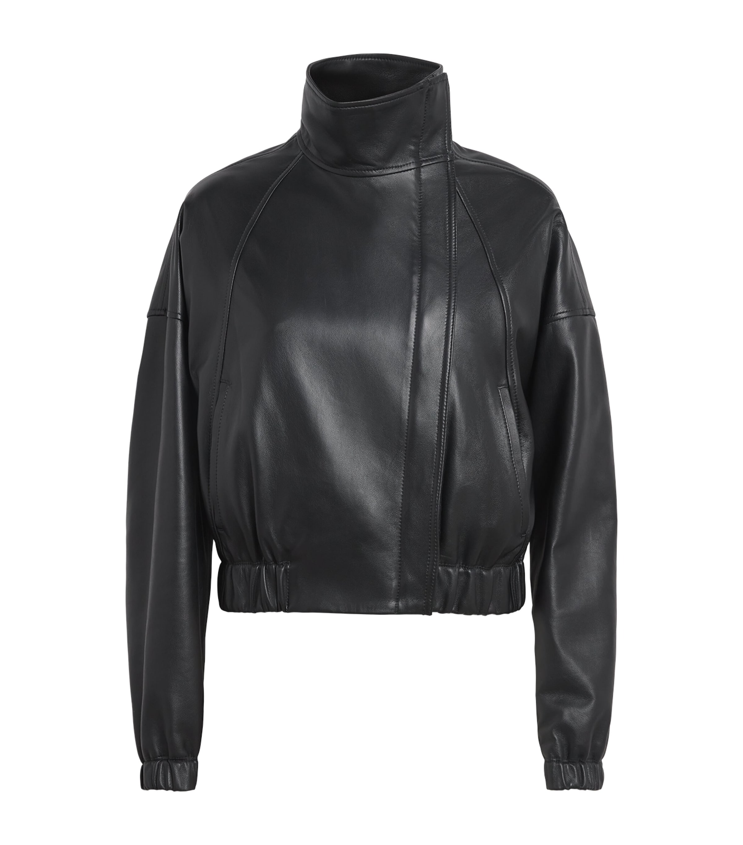 Vince Womens Asymmetric Lambskin Jacket Black Image 1