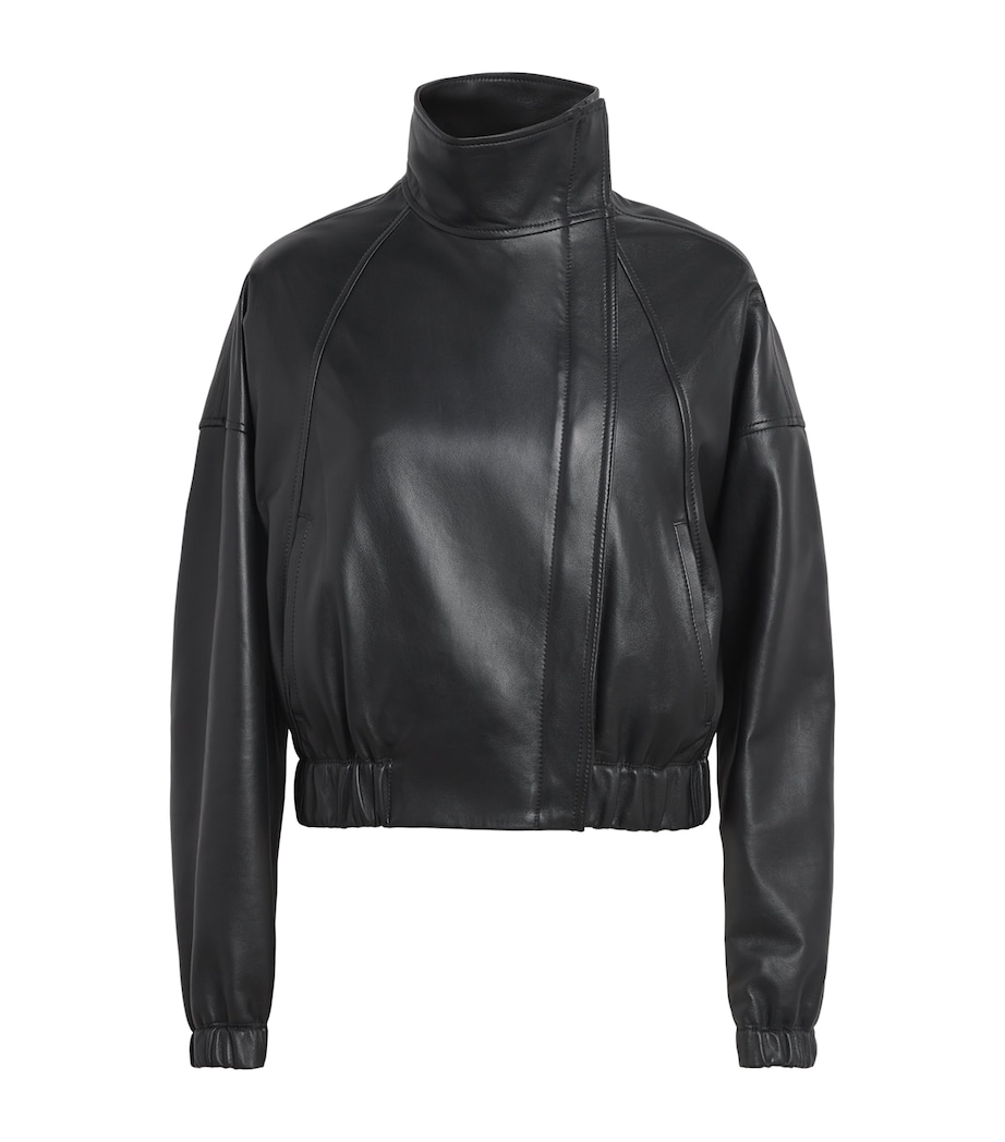 Vince Womens Asymmetric Lambskin Jacket Black Image 1