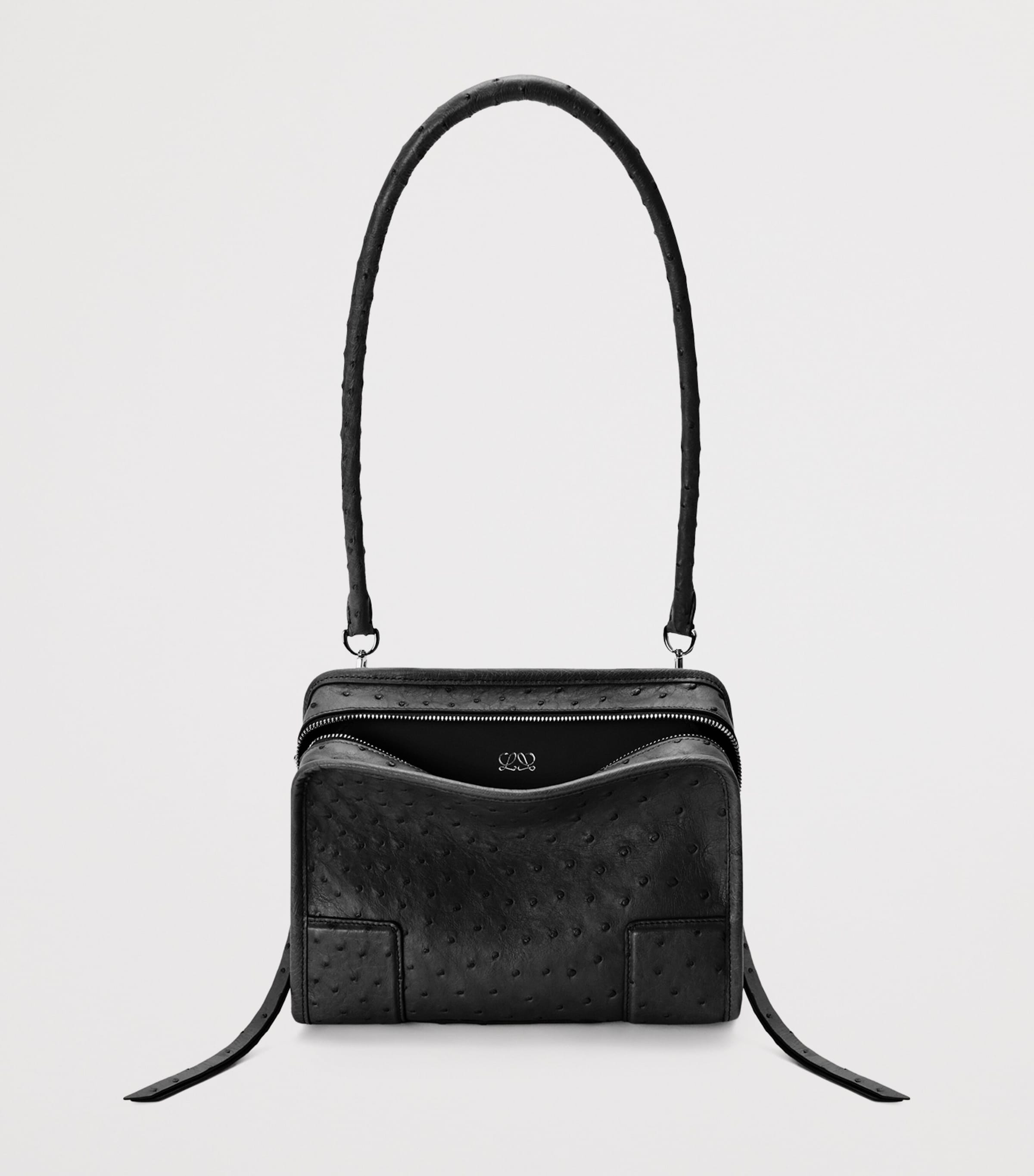 LOEWE Small Ostrich Leather Amazona 180 Top-Handle Bag Black Image 7