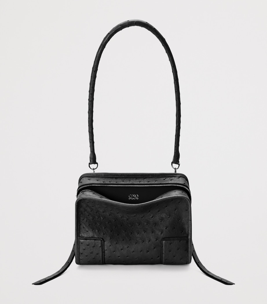 LOEWE Small Ostrich Leather Amazona 180 Top-Handle Bag Black Image 7