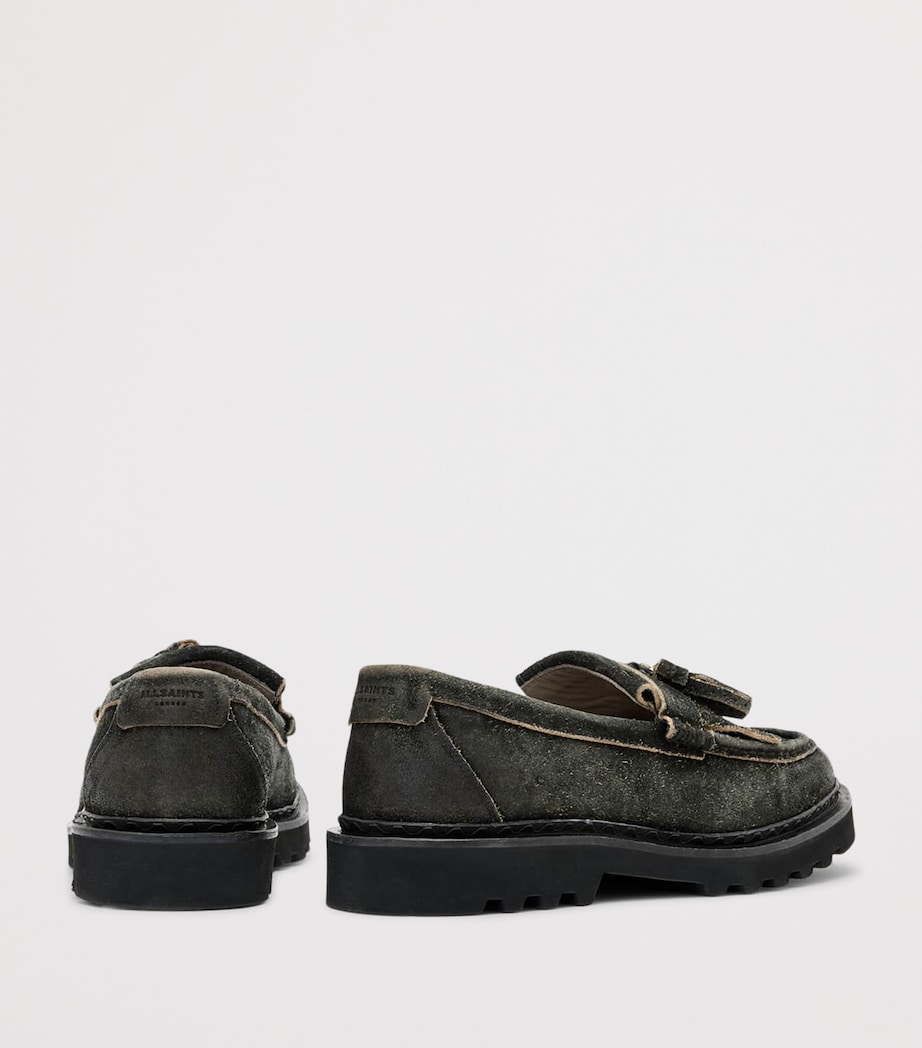 AllSaints Suede Tassel Skiff Loafers Charcoal Grey Image 4