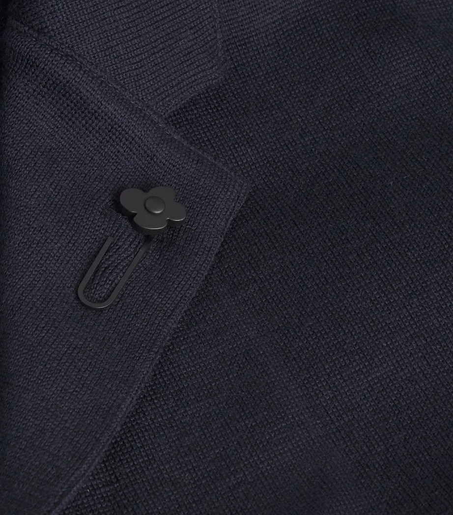Virgin Wool Knitted Blazer 850-NAVY Image 5