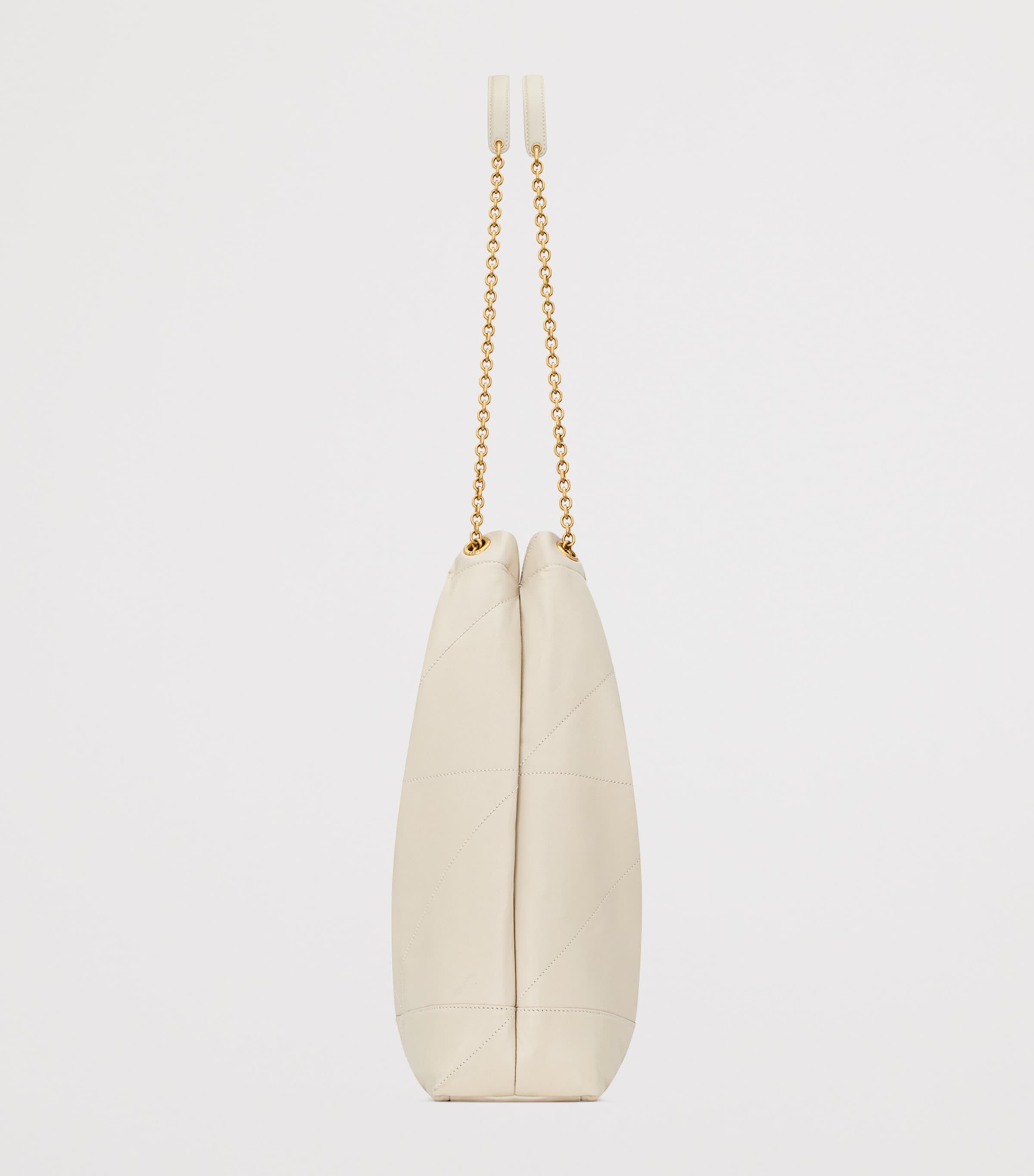 Saint Laurent White Large Leather Jamie Pochon Shoulder Bag