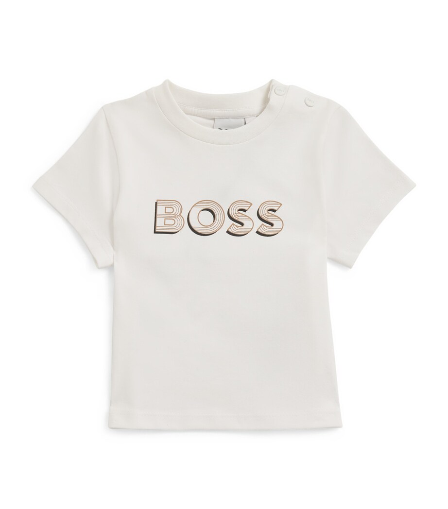 BOSS Kidswear Stretch-Cotton Logo T-Shirt (1-18 Months) Cookie Image 1