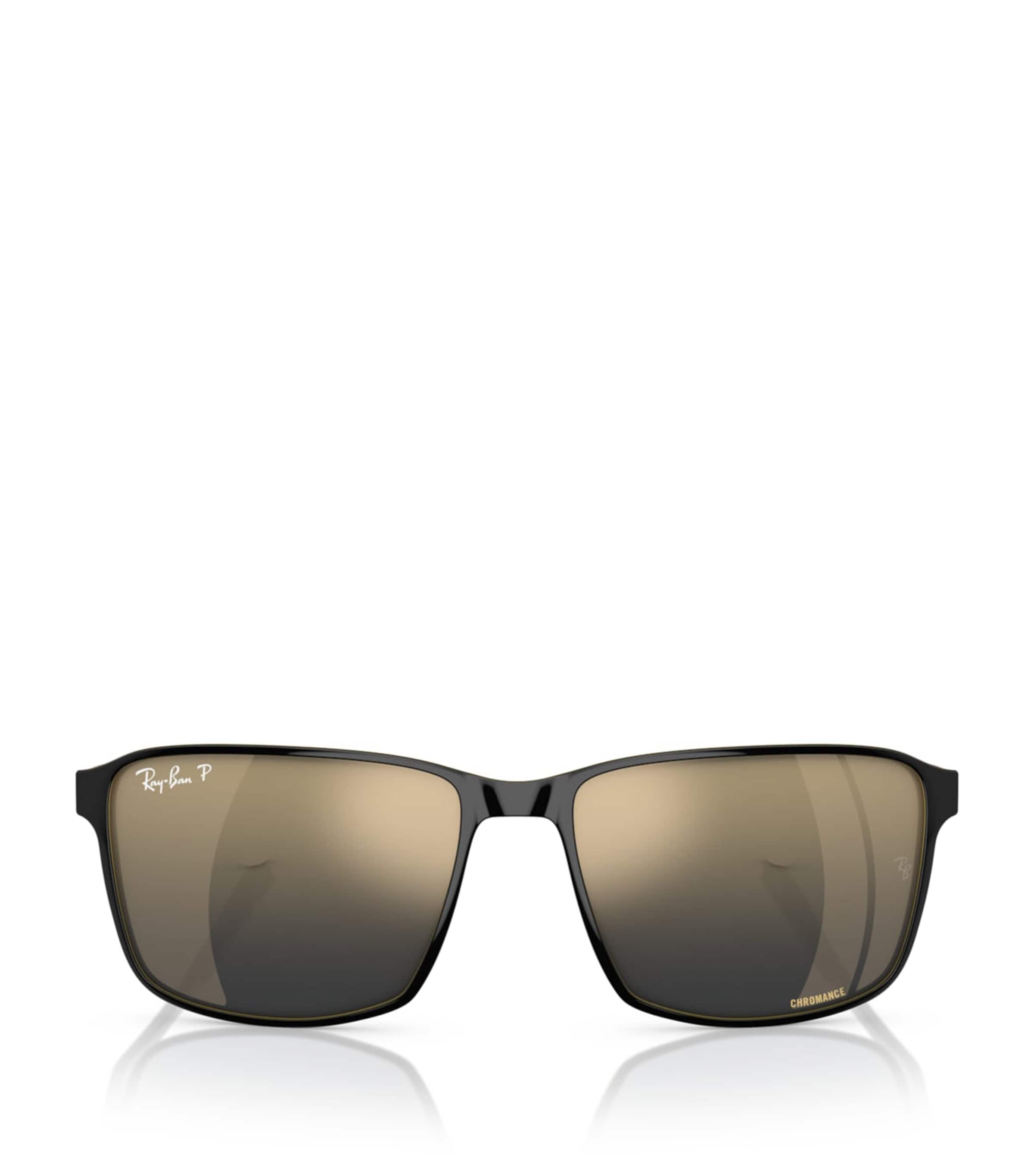 Ray Ban Womens Black Rb3721ch Chromance Square-frame Metal Sunglasses In Black