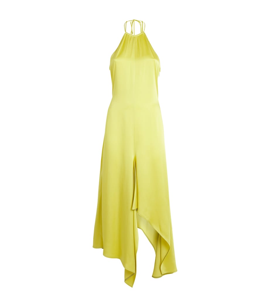 Victoria Beckham Womens Satin Halterneck Midi Dress Chartreuse Image 1