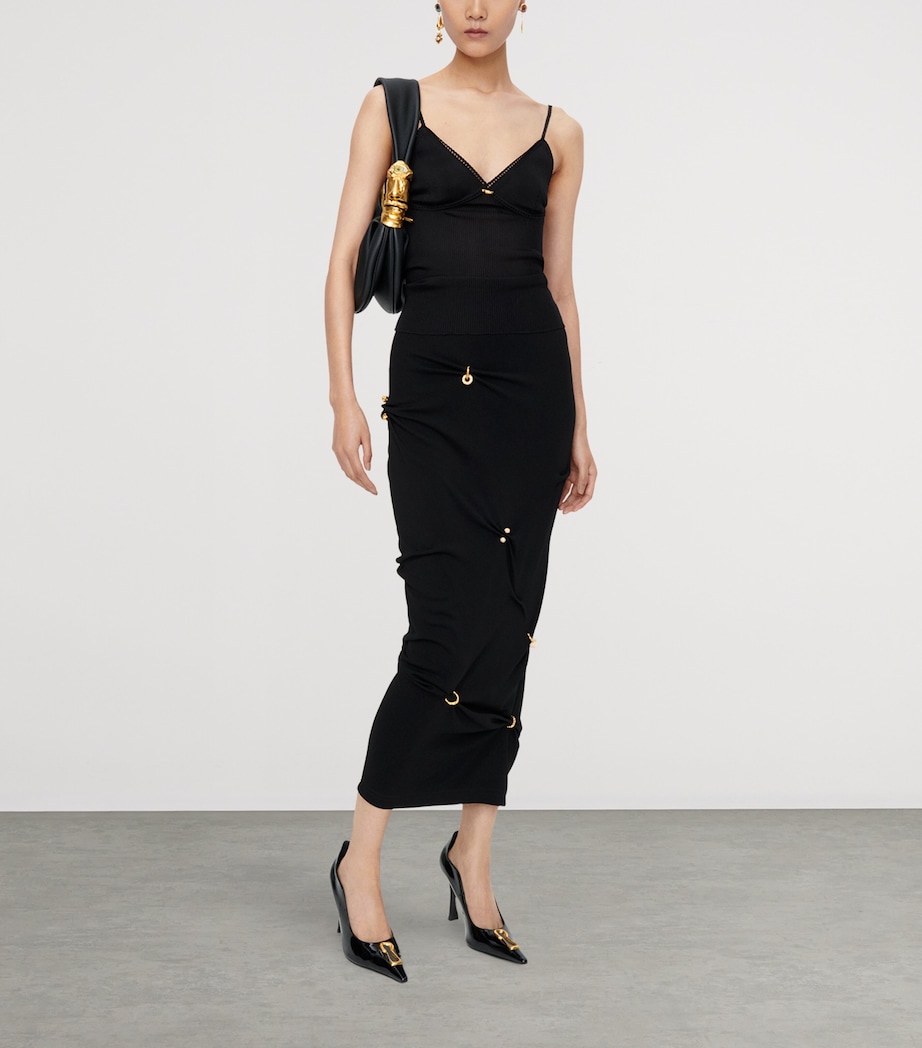 Schiaparelli Womens Pierced Pencil Skirt Black Image 2