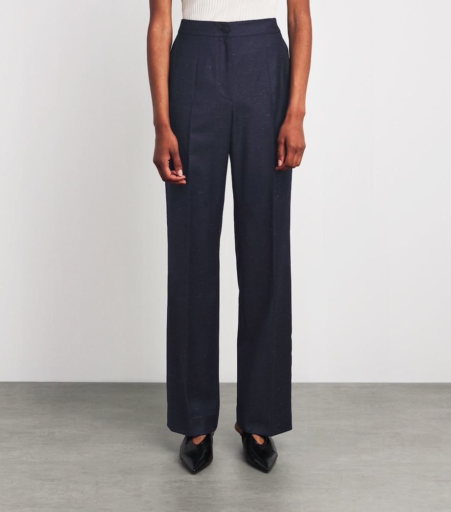 Wool-Blend Tailored Trousers DRK NAVY W LGHT BLUE Image 3