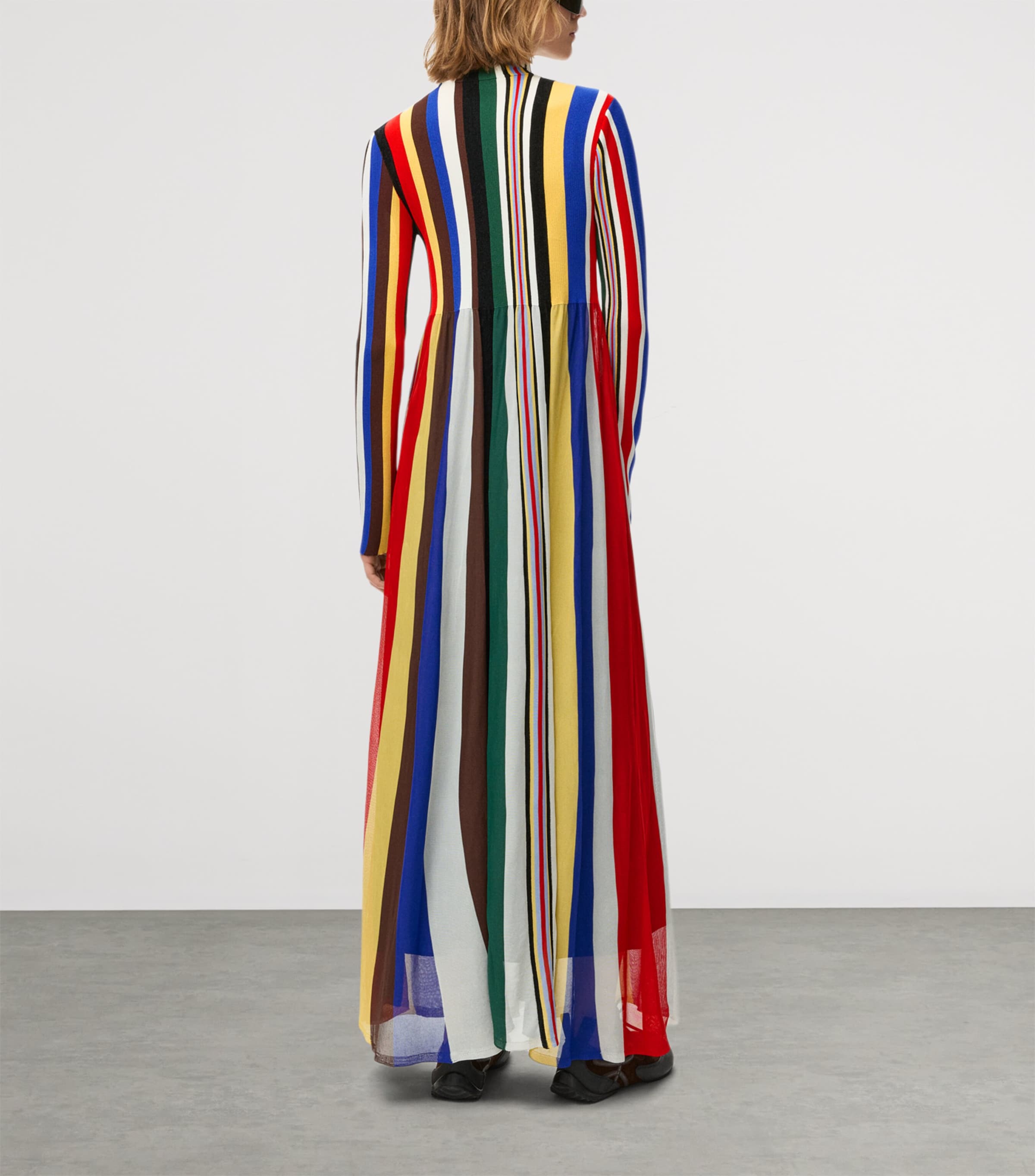 LOEWE Womens Stripe Maxi Dress Red/multicolour Image 3