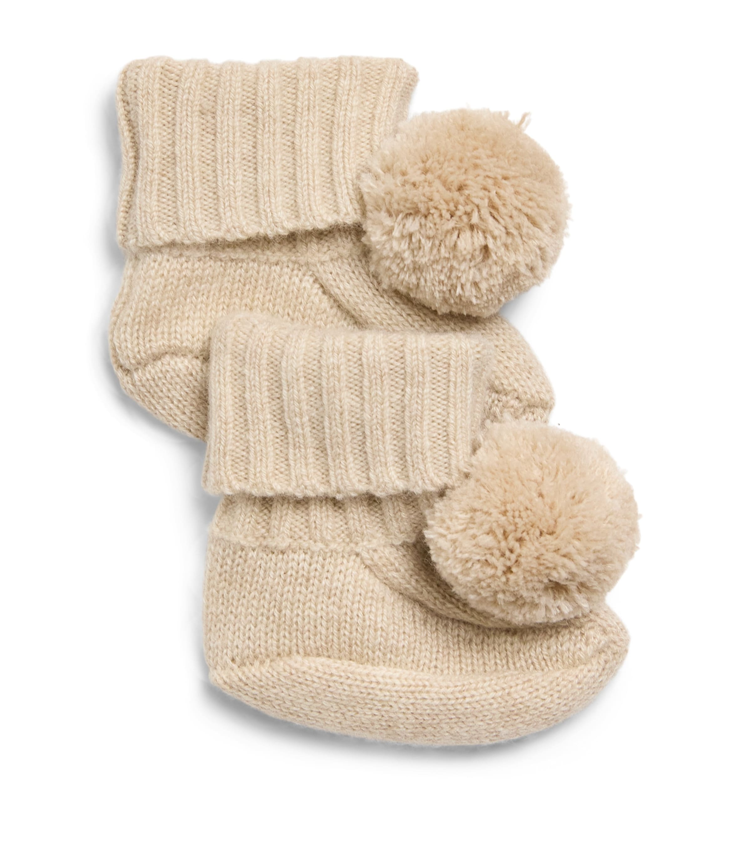 Purebaby Cashmere Pom-Pom Booties Cmlme Camel Melange Image 1