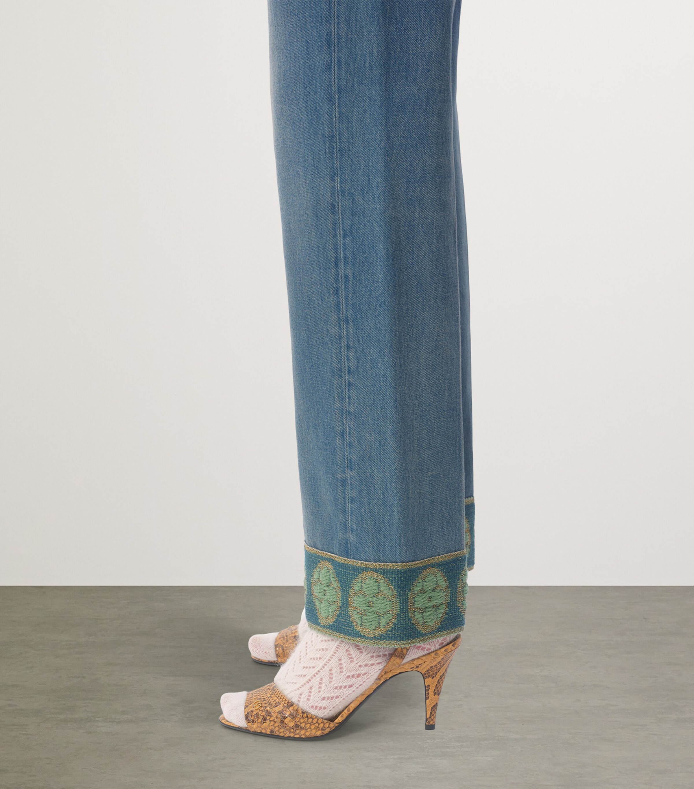 Valentino Womens Straight Embroidered-Detail Jeans Image 3
