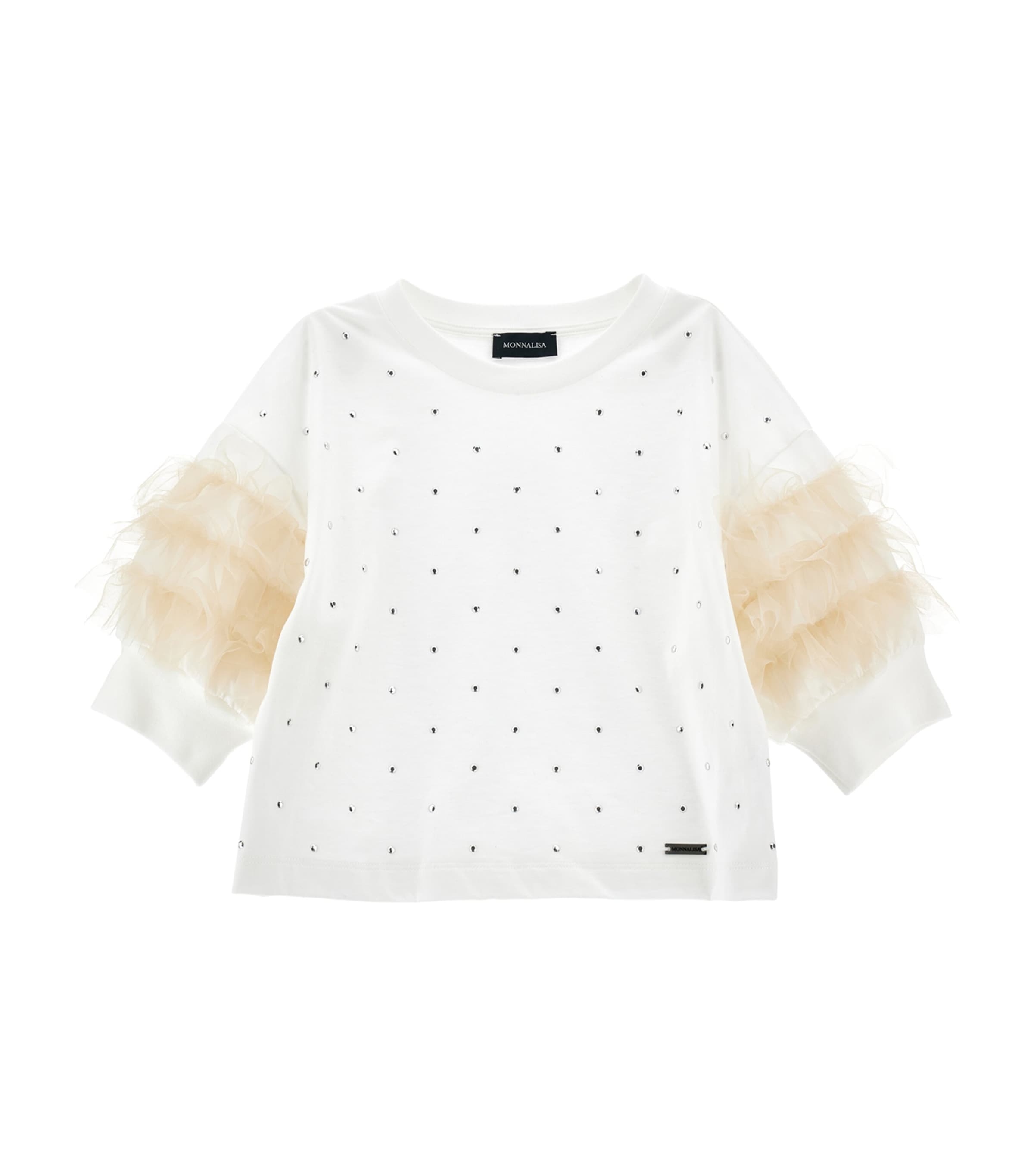 MONNALISA EMBELLISHED TULLE-TRIM SWEATSHIRT 