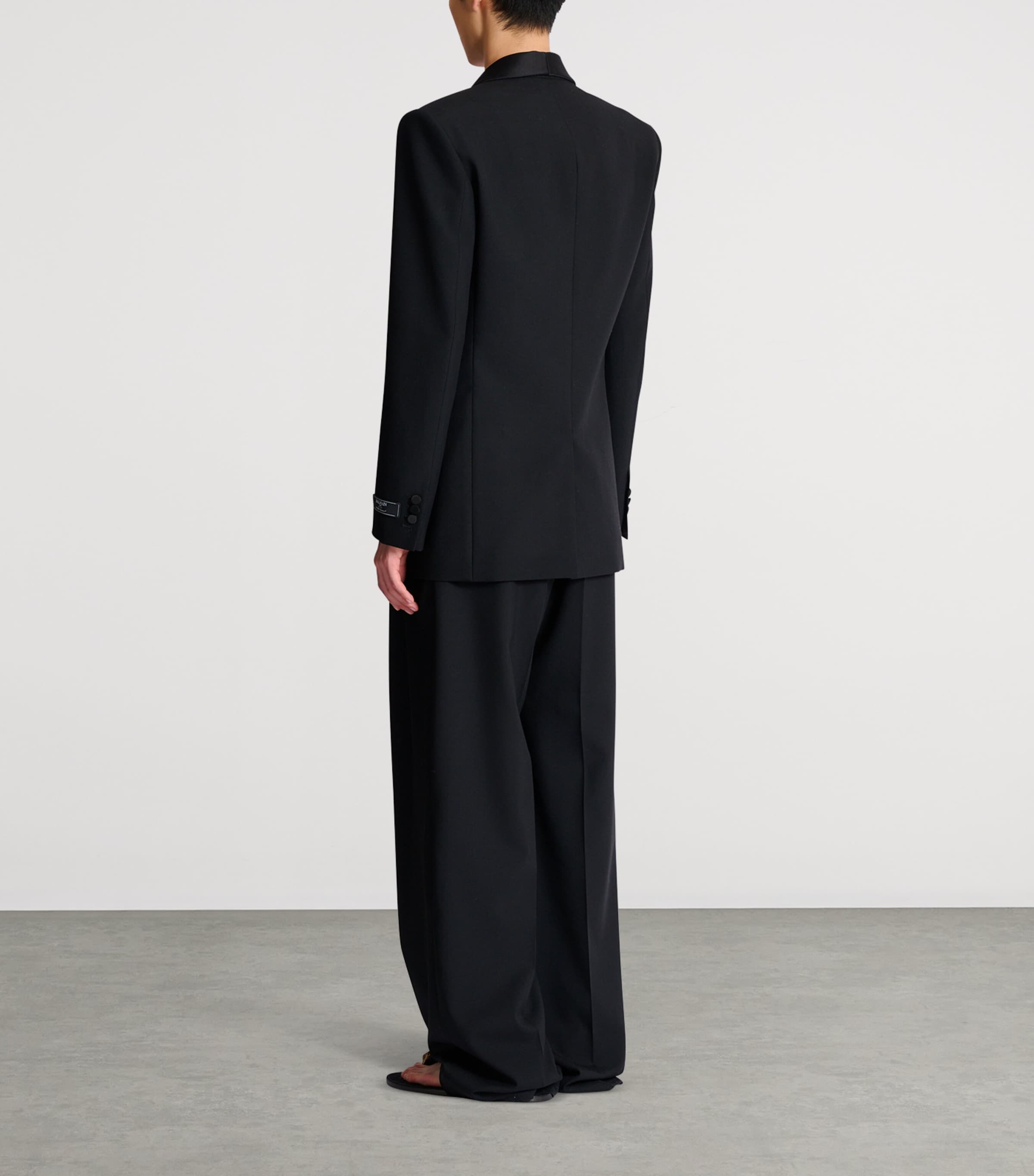 Balmain Mens Wool Shawl-Lapel Tuxedo Jacket Eap Noir/noir Image 3
