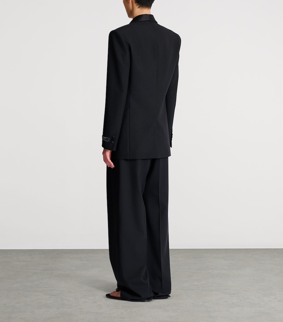 Balmain Mens Wool Shawl-Lapel Tuxedo Jacket Eap Noir/noir Image 3