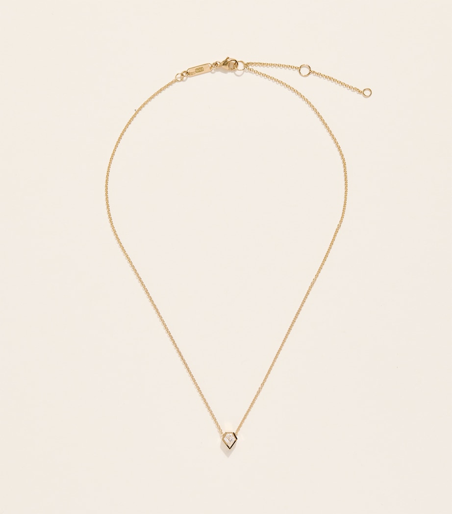 Azlee Yellow Gold and Shield Diamond Trace Chain Necklace Yellow Gold Image 3