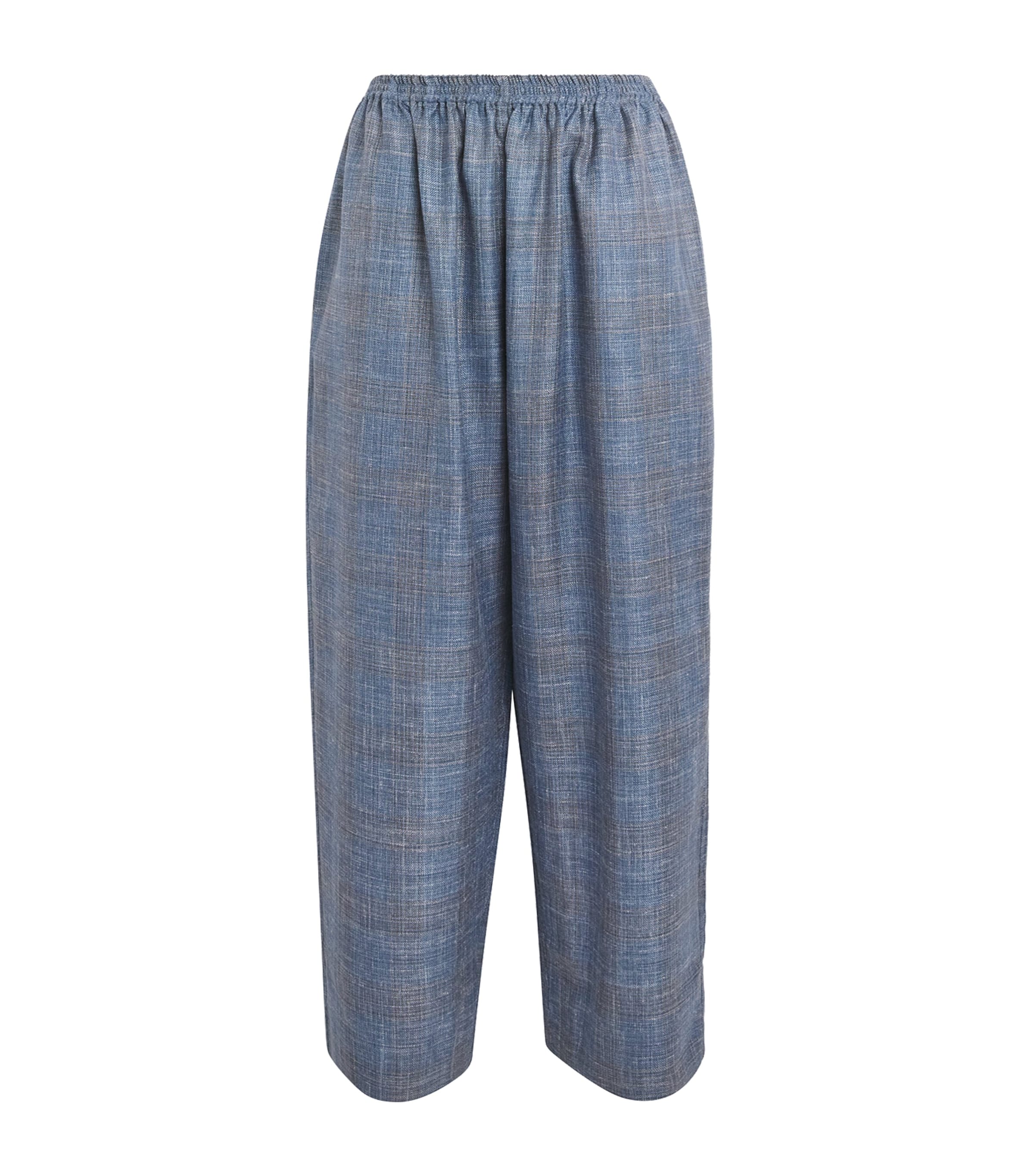 Shop Eskandar Wool-silk-linen Japanese Trousers In Blue