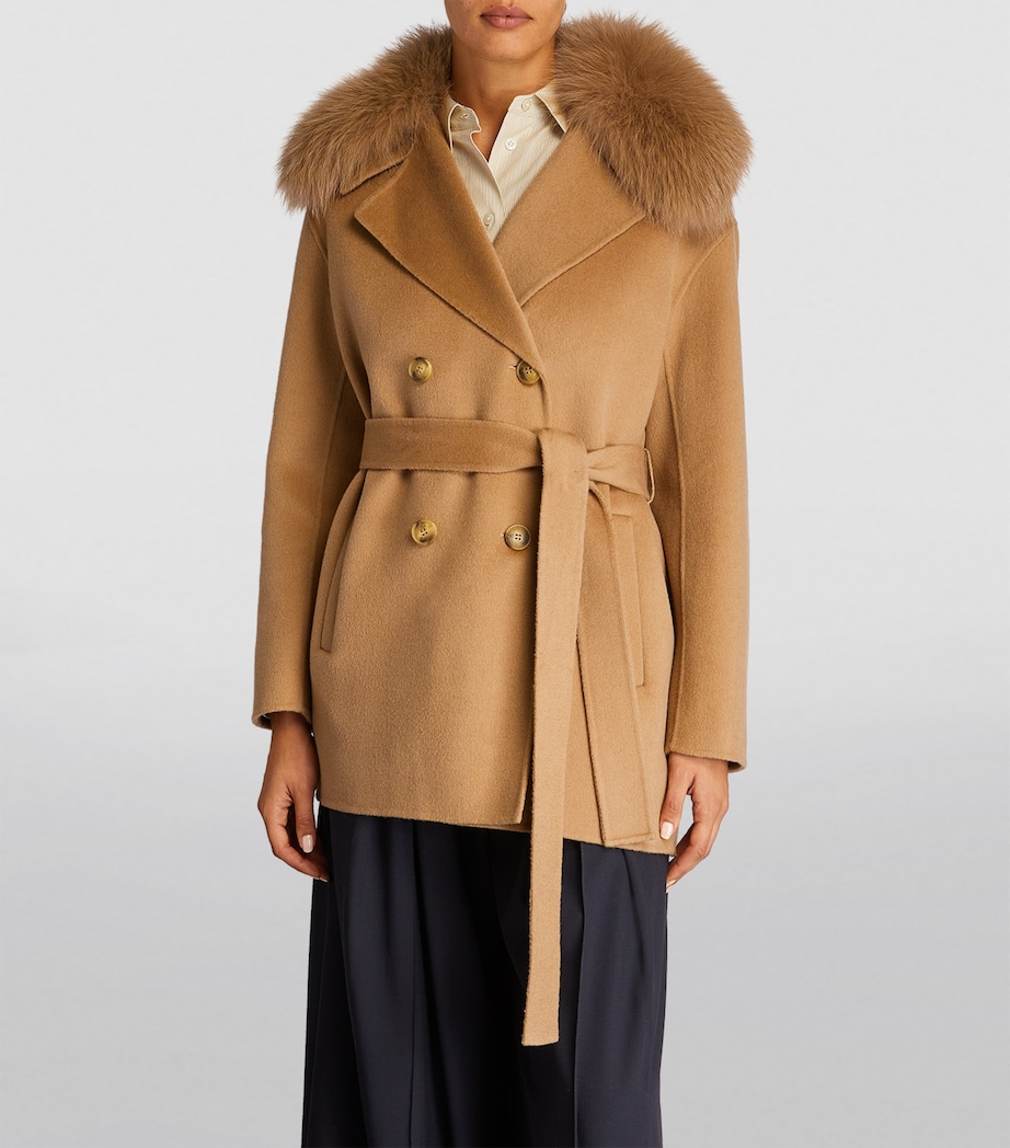 Wool-Cashmere Fur-Trim Coat A2198 Image 3