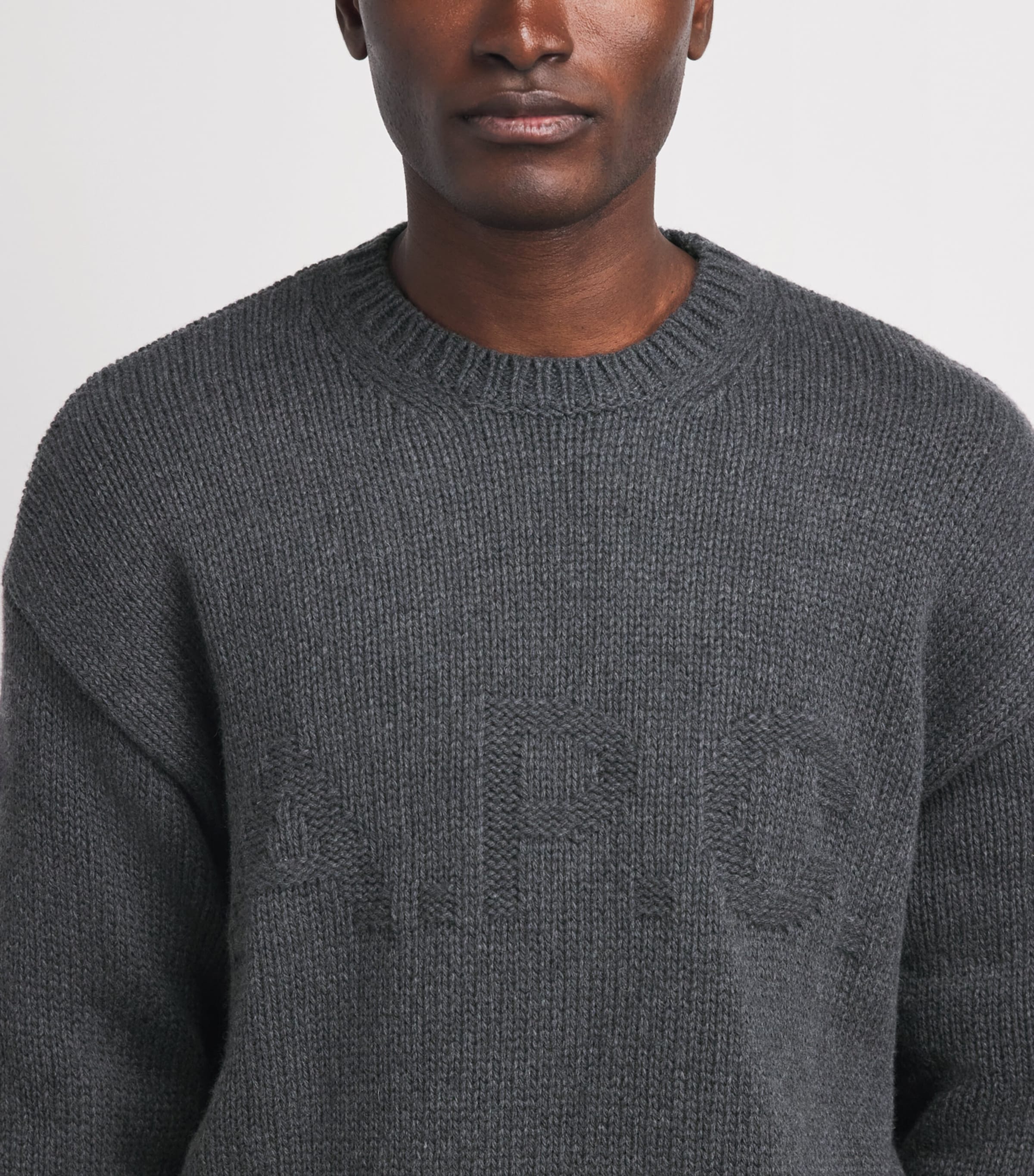 A.P.C. Mens Wool Logo George Sweater Plc Hathrd Anthract Image 3