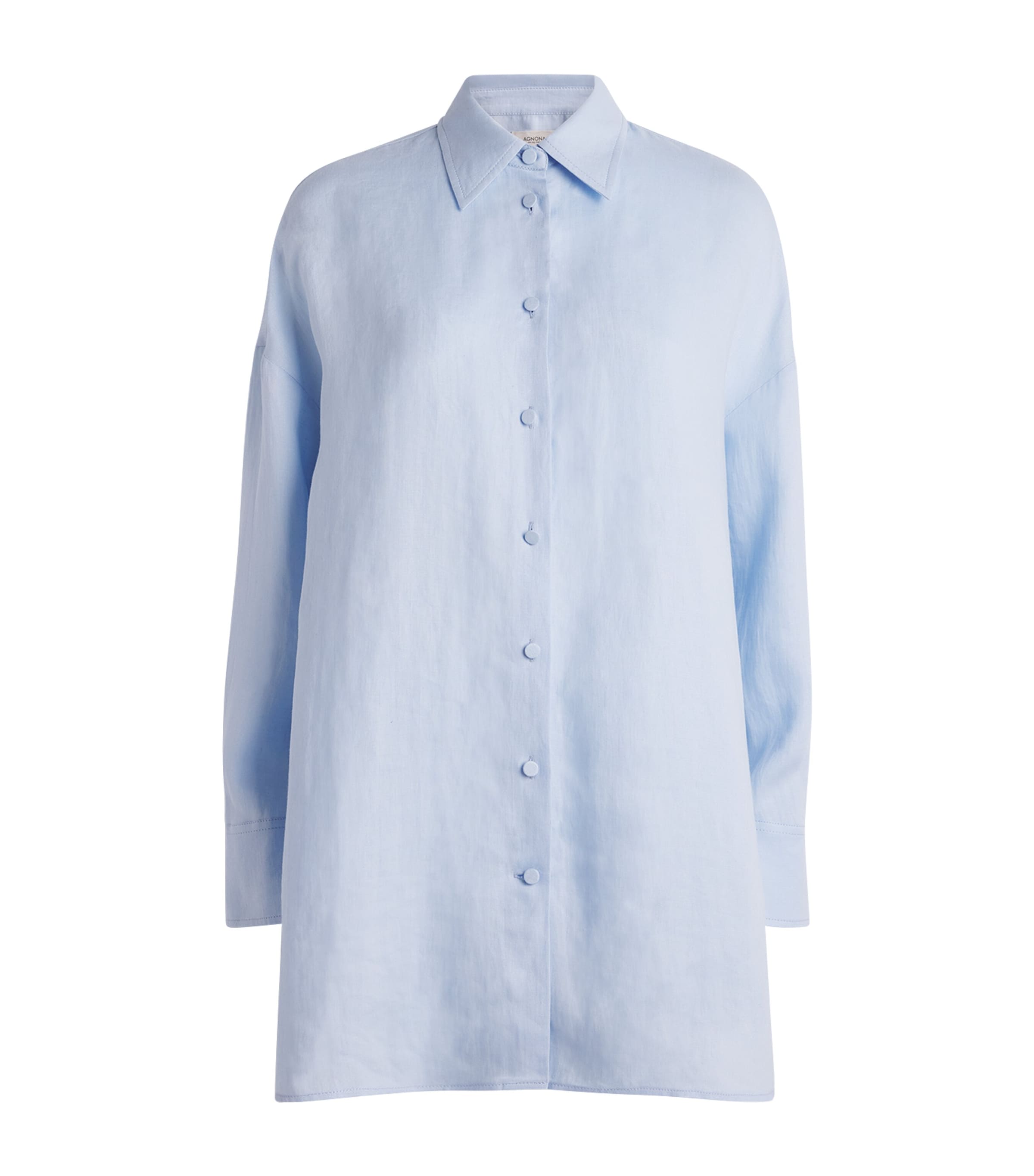 Agnona Womens Linen Long-Sleeve Shirt Light Blue Cloud Image 1
