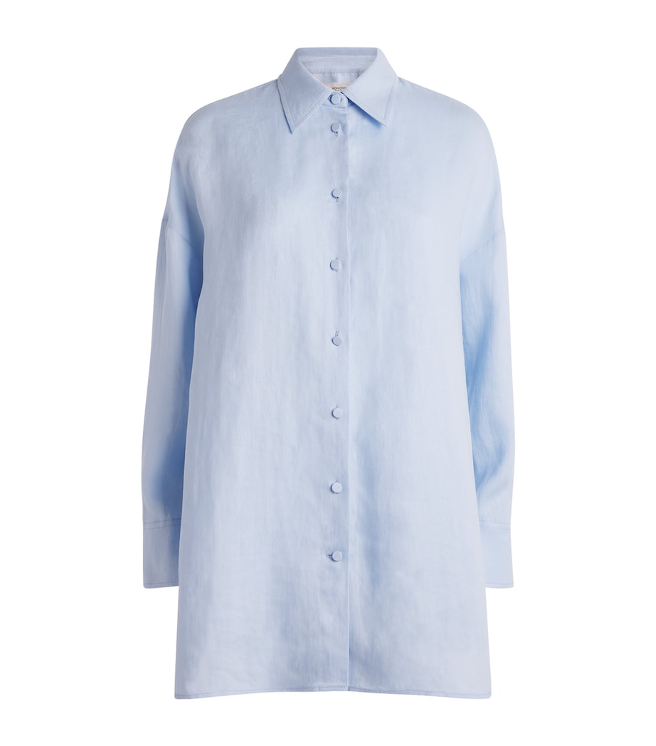 Agnona Womens Linen Long-Sleeve Shirt Light Blue Cloud Image 1