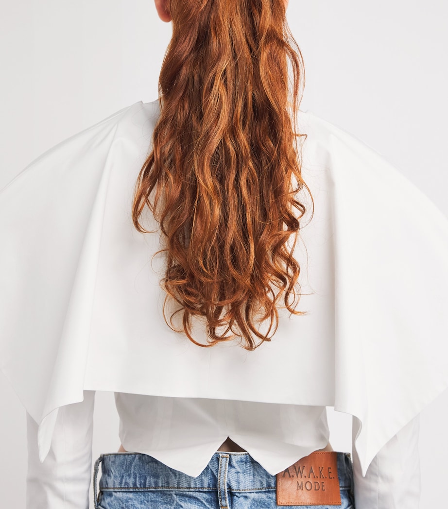 A.W.A.K.E. Mode Womens Cotton-Blend Shawl-Collar Blazer White Image 6
