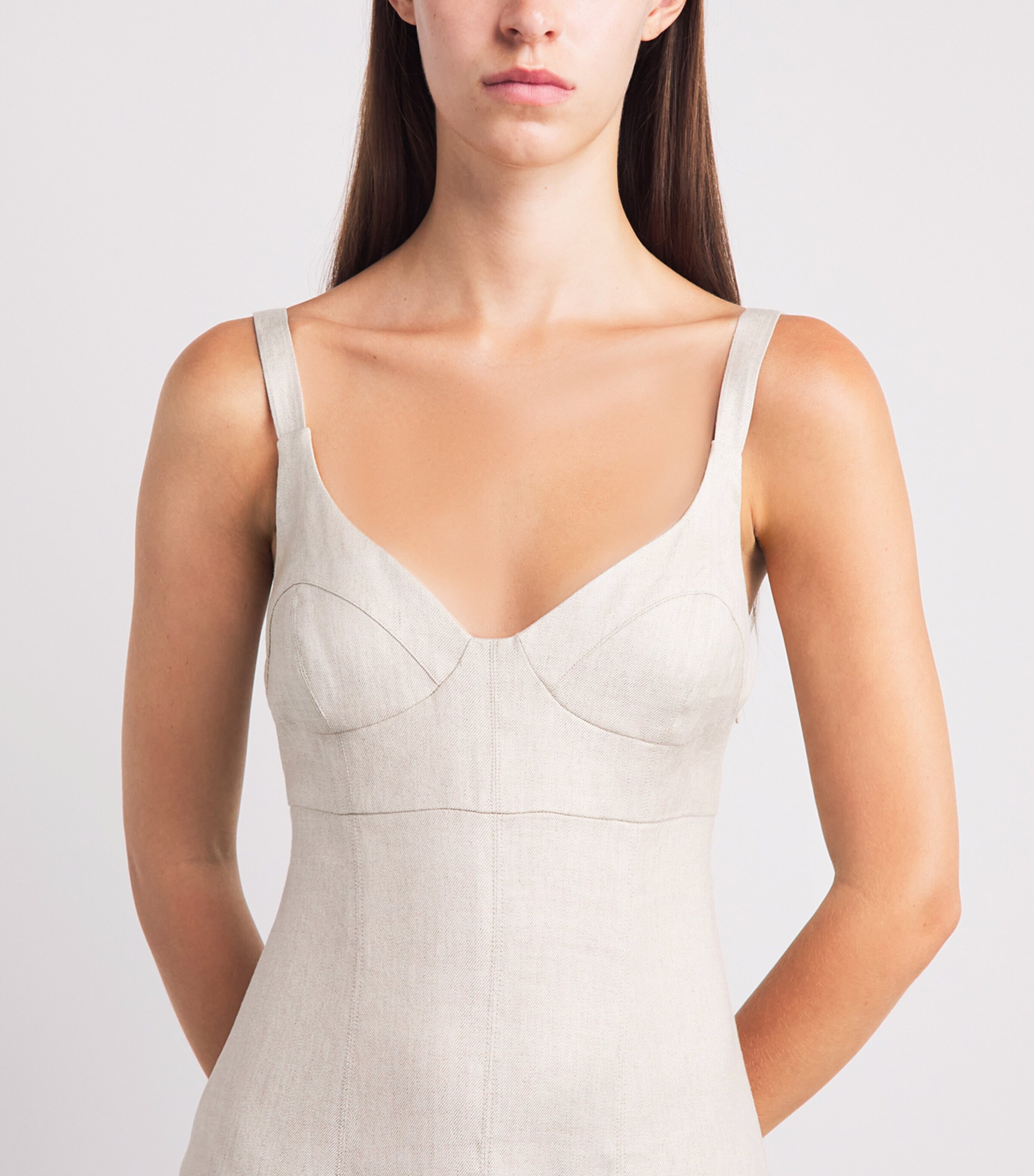 Toccin Womens Linen-Blend Arya Midi Dress Desert Image 3
