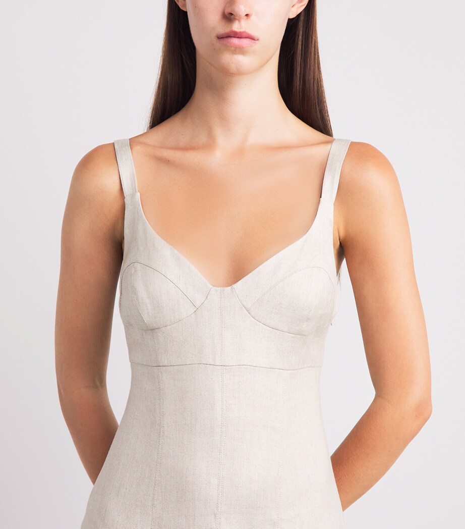 Toccin Womens Linen-Blend Arya Midi Dress Desert Image 3